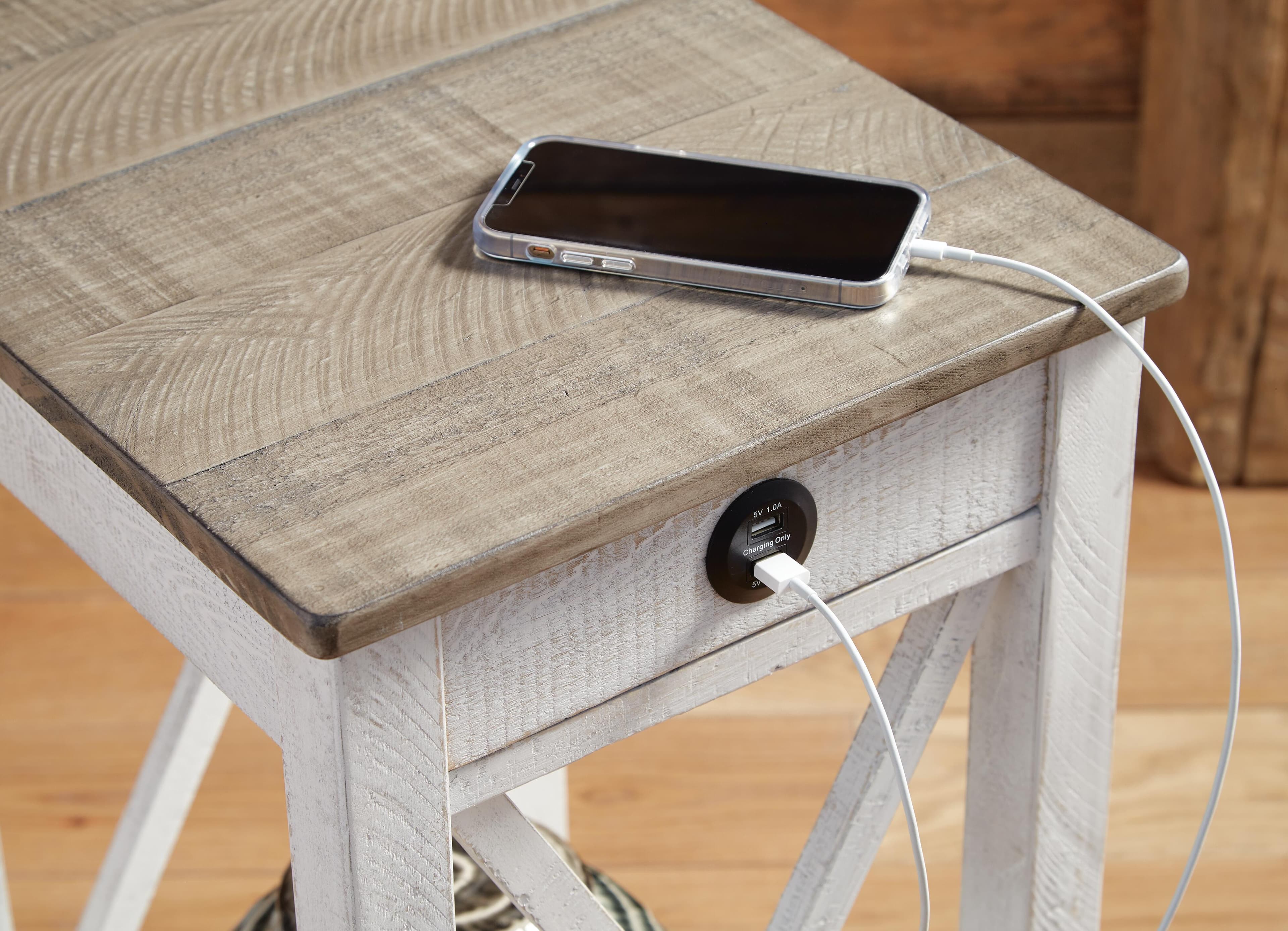 Adalane Accent Table — White;Brown/Beige — view 7