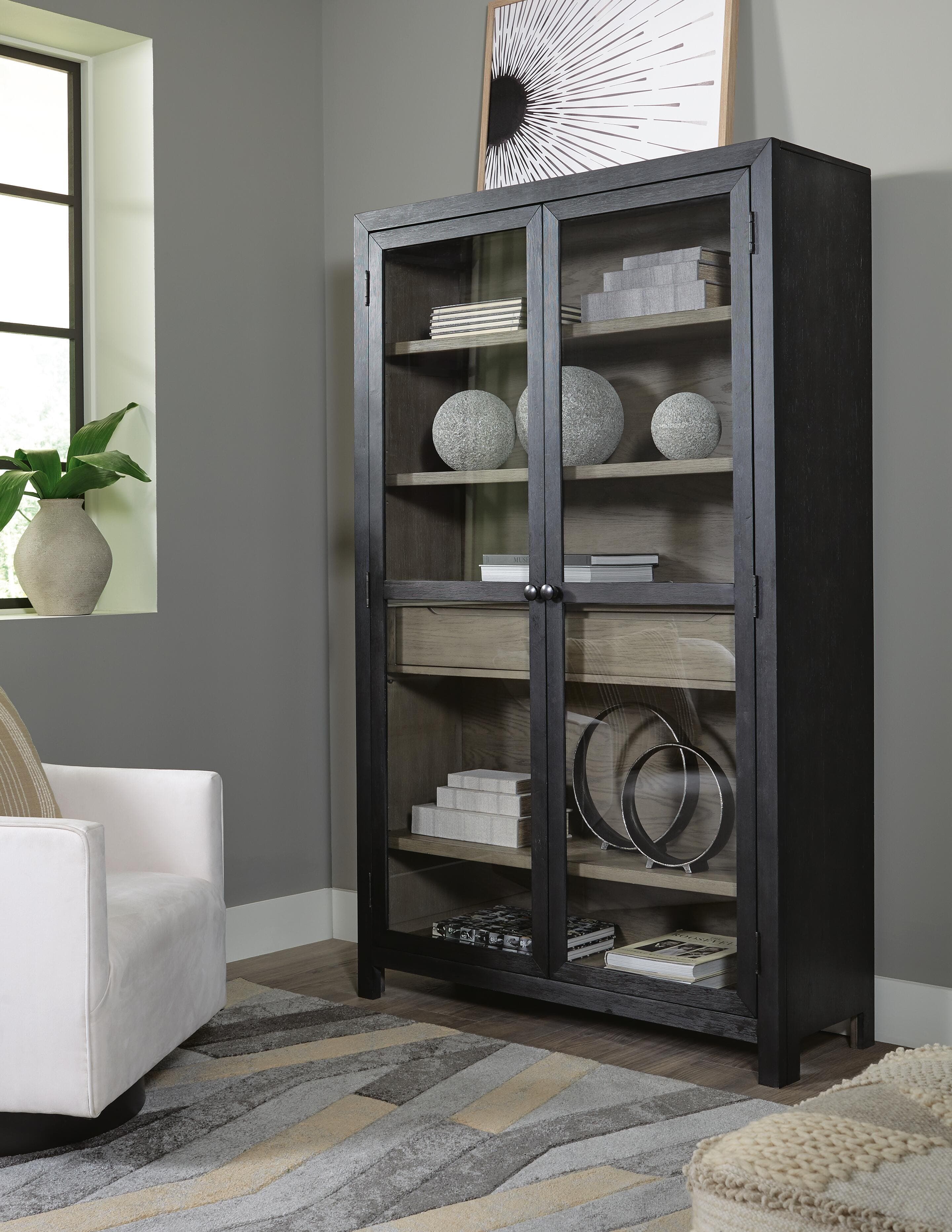 Lenston Accent Cabinet — Black/Gray — view 2
