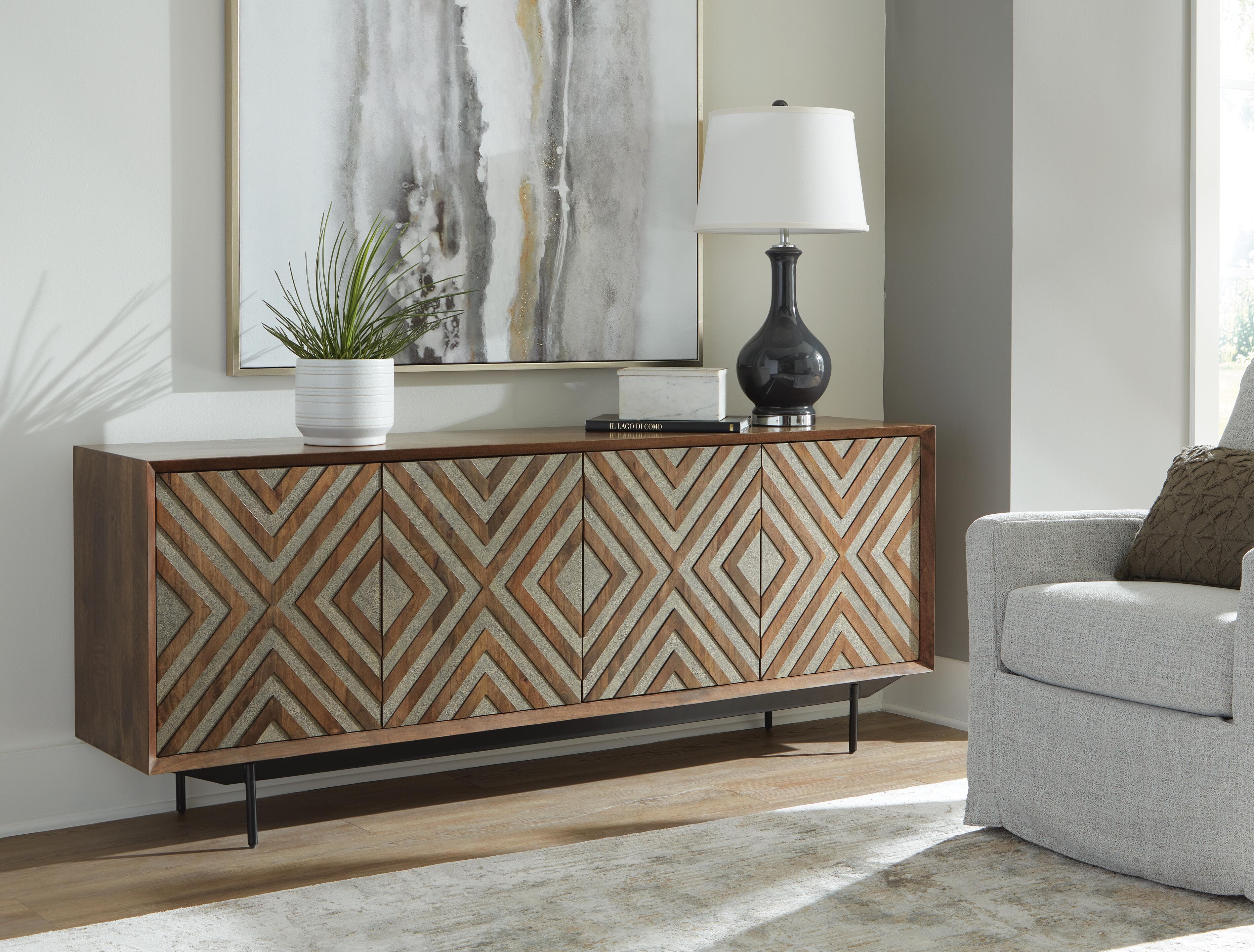 Dreggan Accent Cabinet — Black/Gray;Brown/Beige — view 2