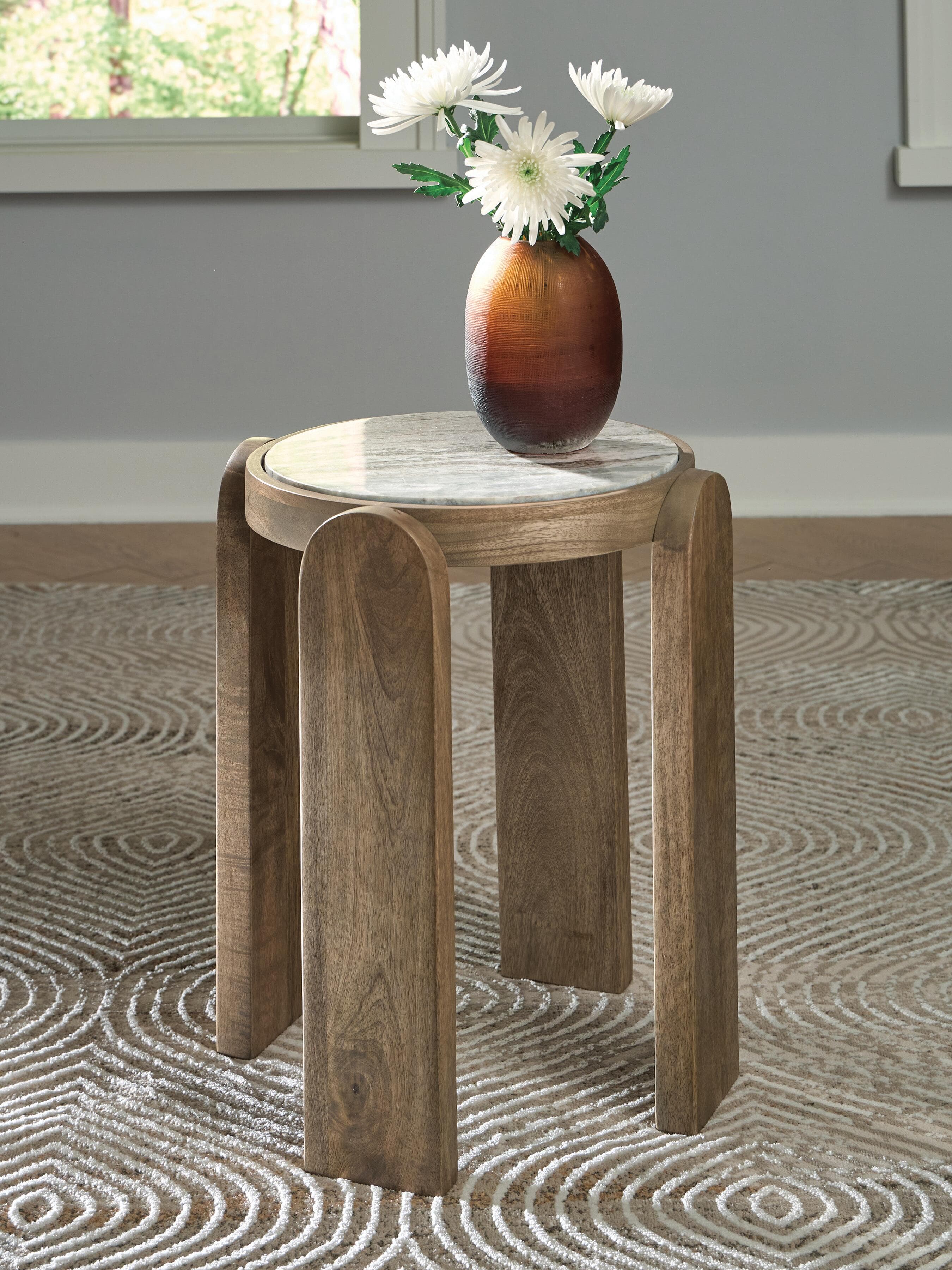 Gavrilley Accent Table — Gray/White/Brown — view 2