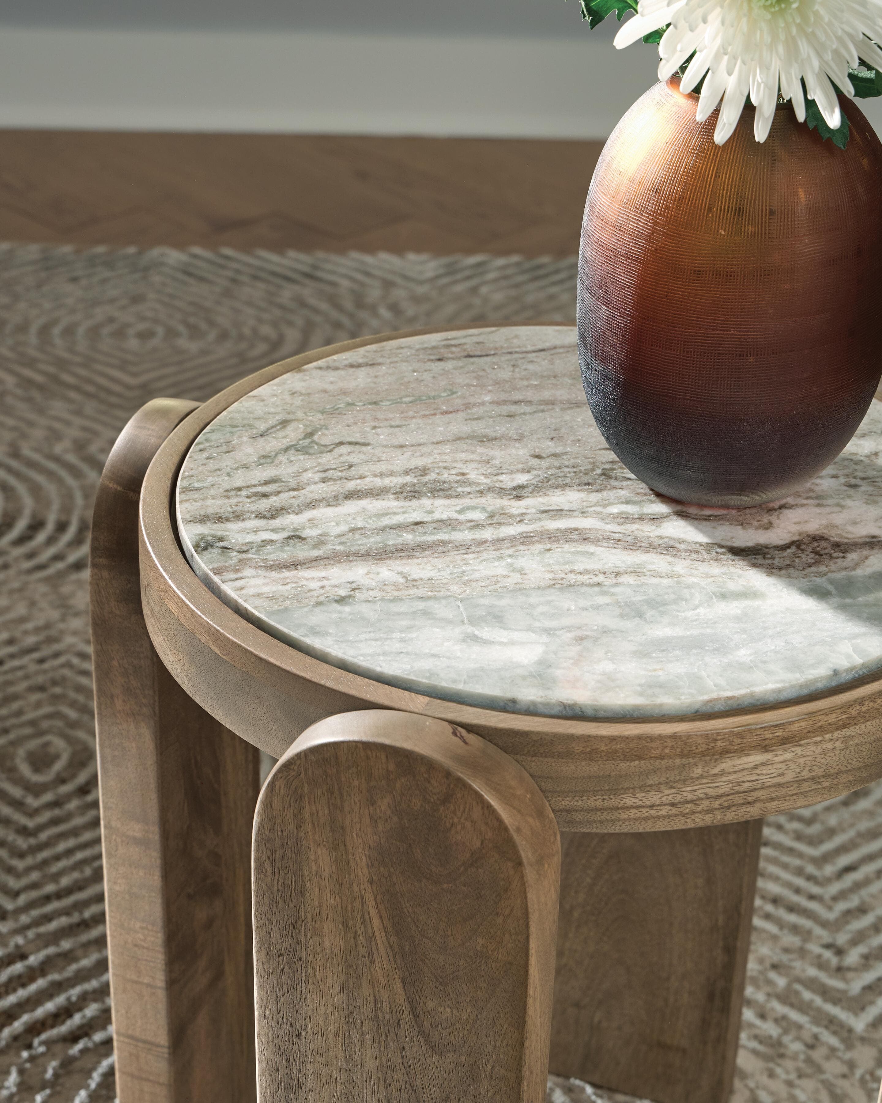Gavrilley Accent Table — Gray/White/Brown — view 4