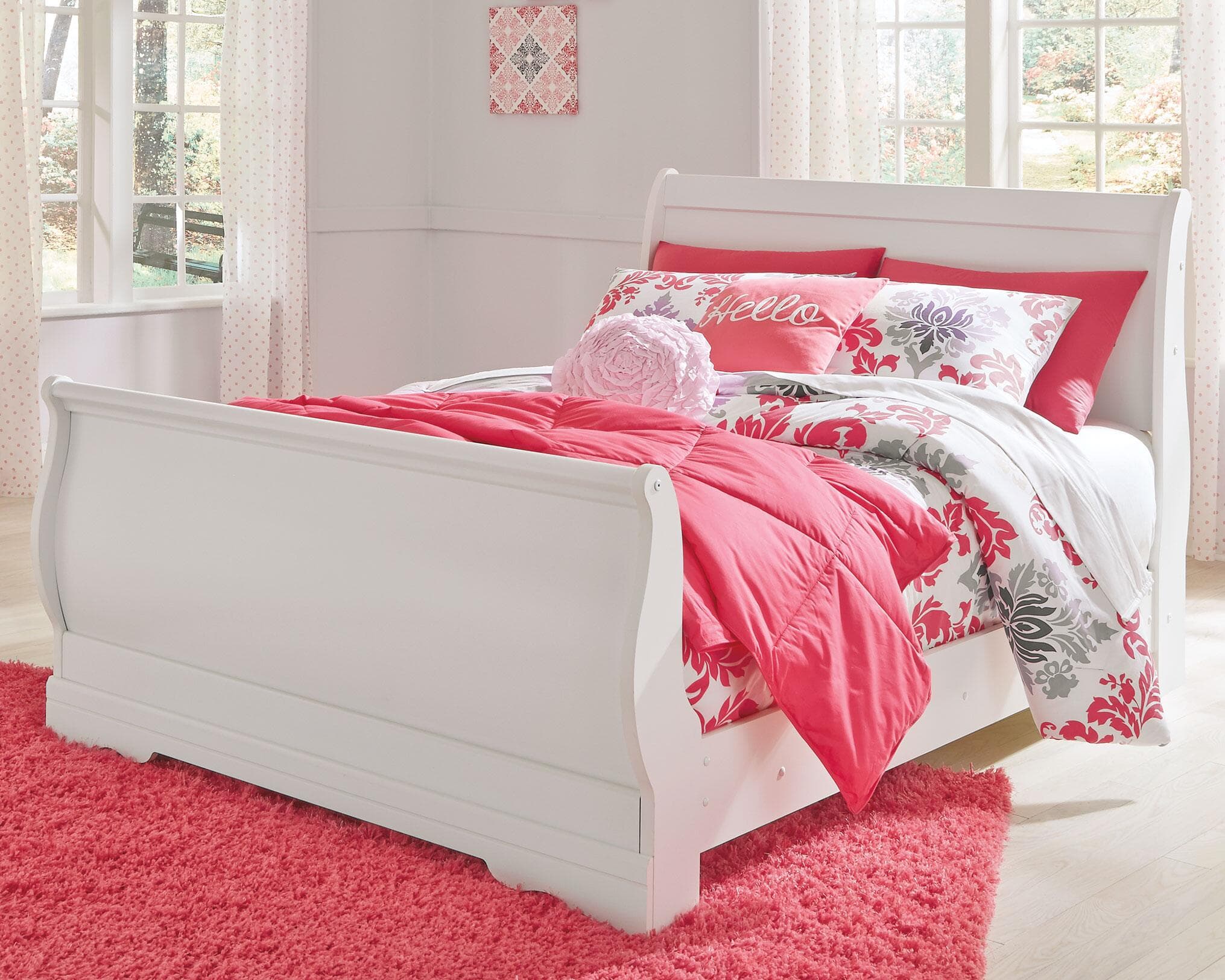 Anarasia Full Sleigh Bed — White — view 2
