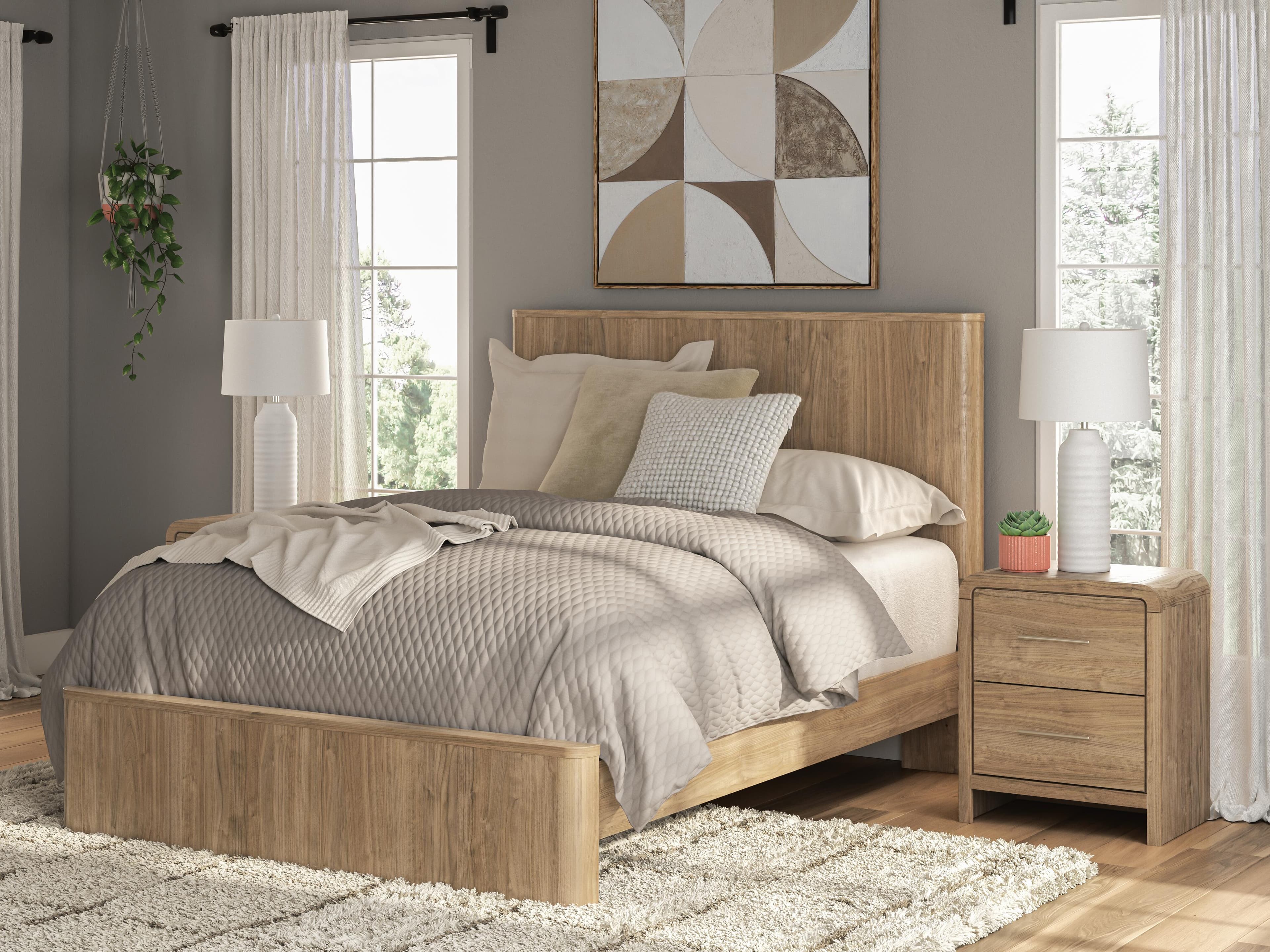 Dovander Queen Panel Platform Bed — Warm Natural Brown — view 2