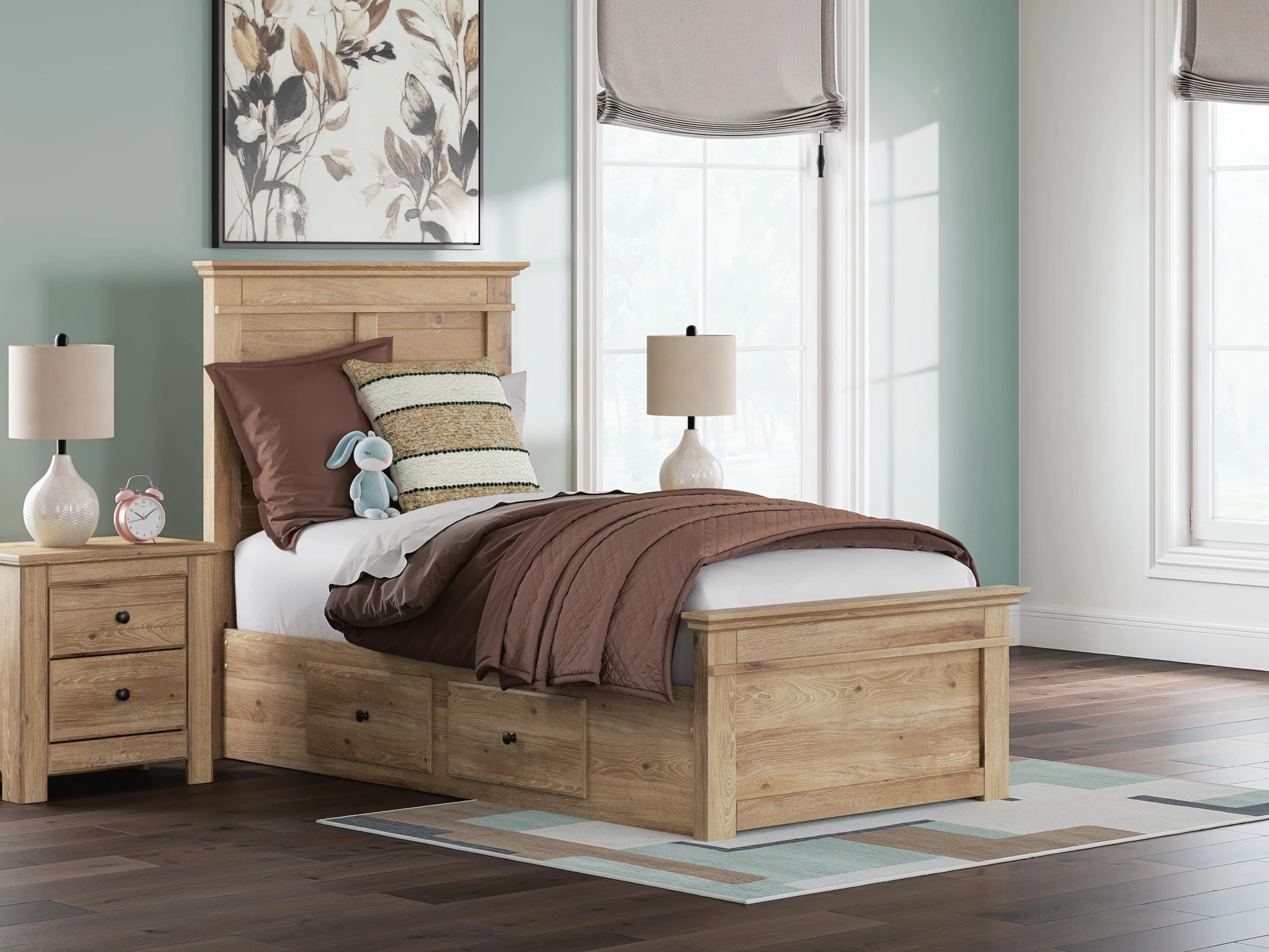 Fenderport Twin Panel Storage Bed — Tan — view 2