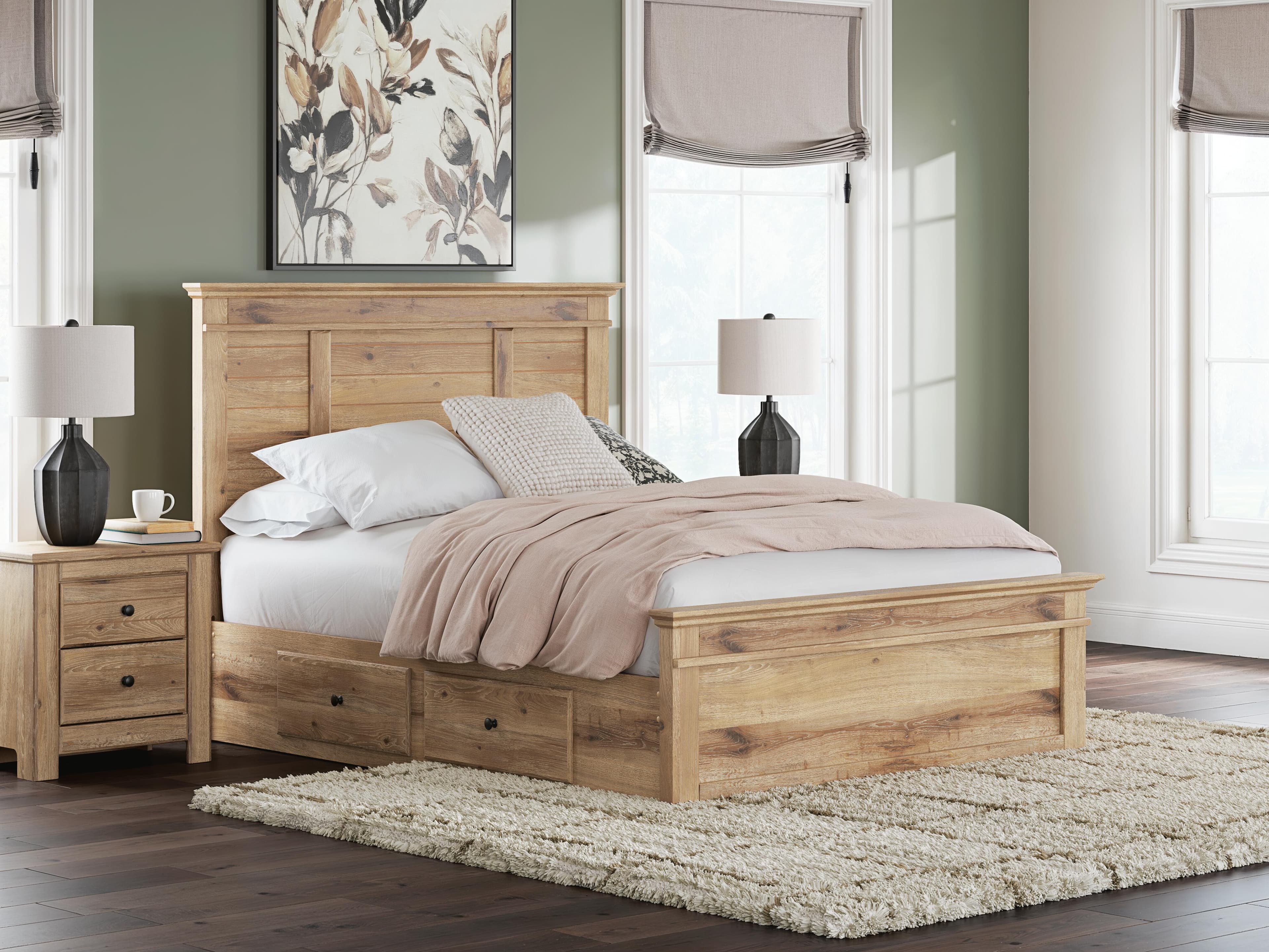 Fenderport Queen Panel Storage Bed — Tan — view 2