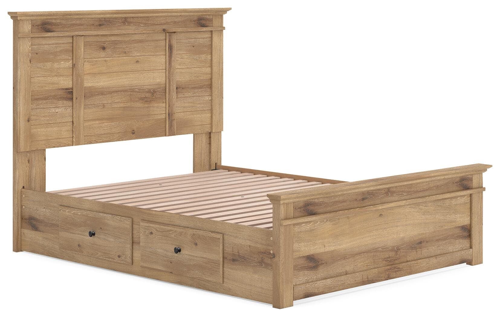 Fenderport Queen Panel Storage Bed — Tan — view 3