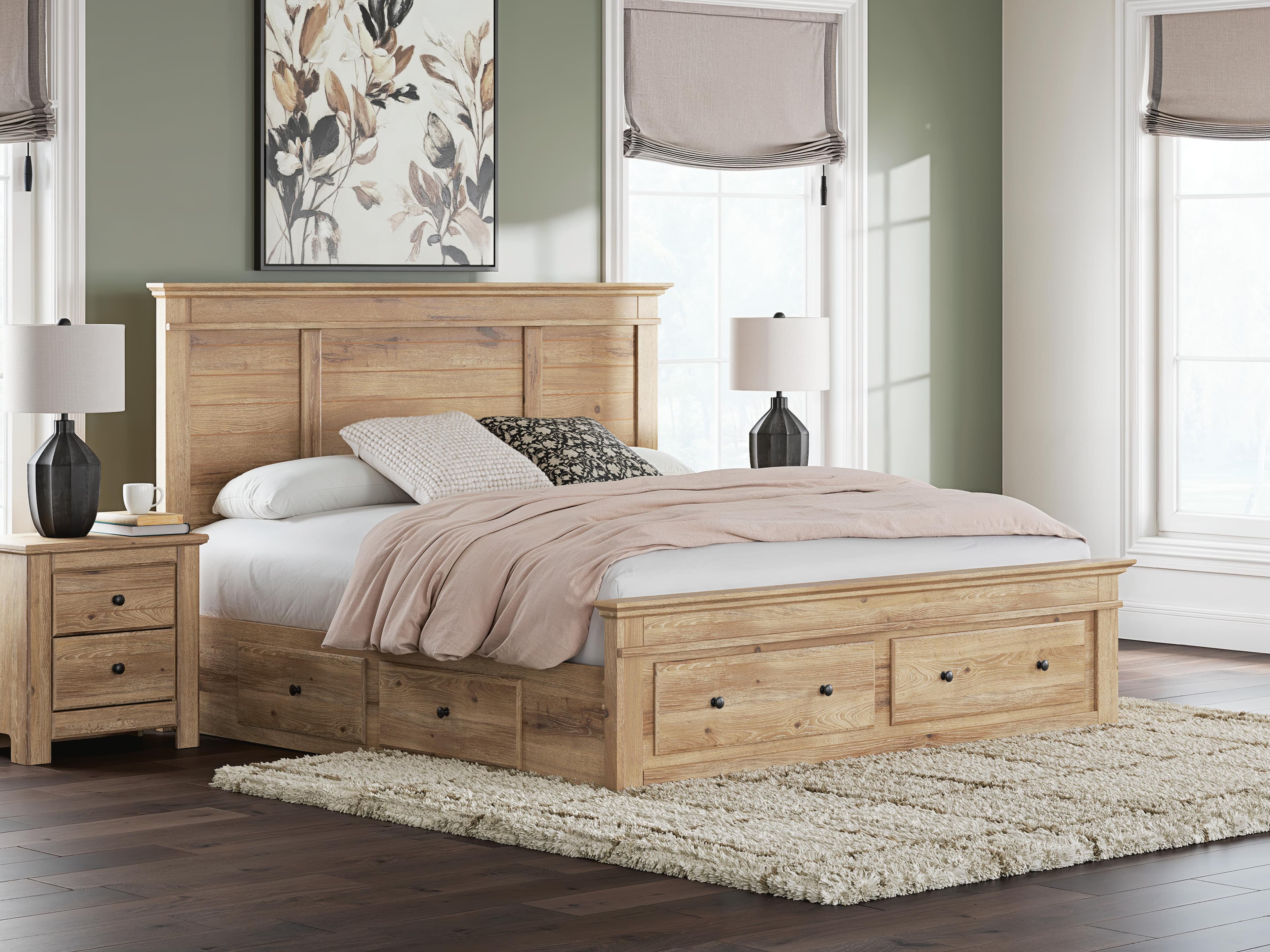 Fenderport King Panel Storage Bed — Tan — view 2