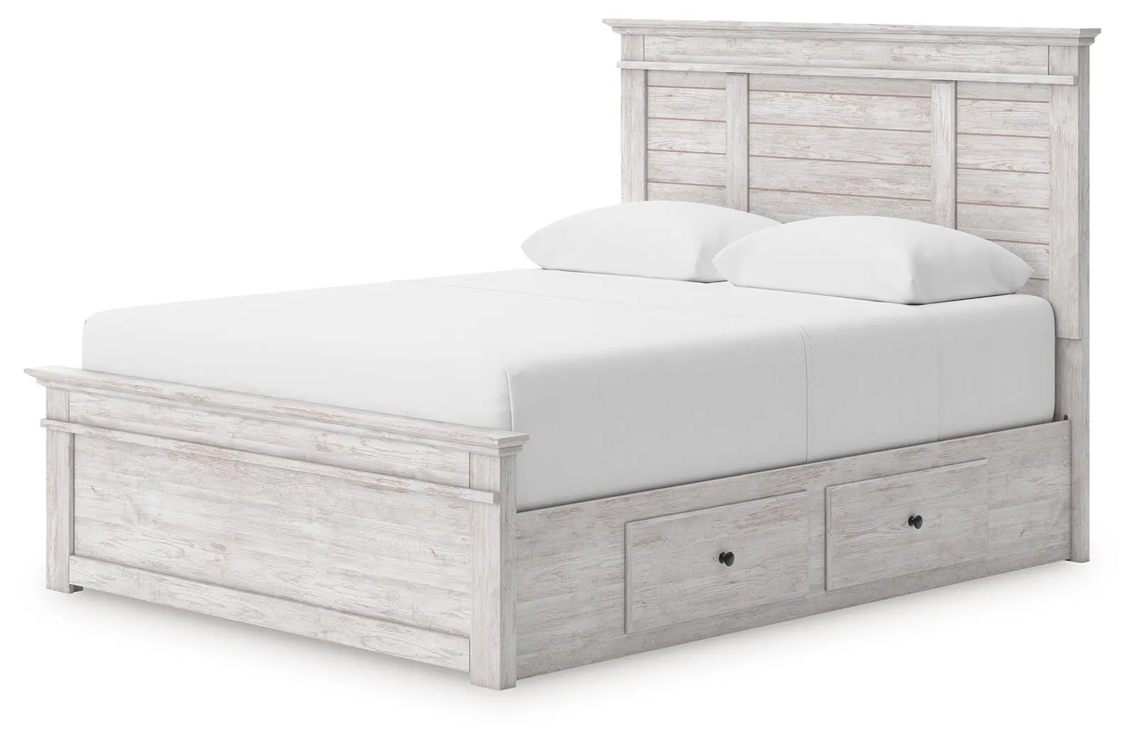 Fenderport Queen Panel Storage Bed — Whitewash — view 2
