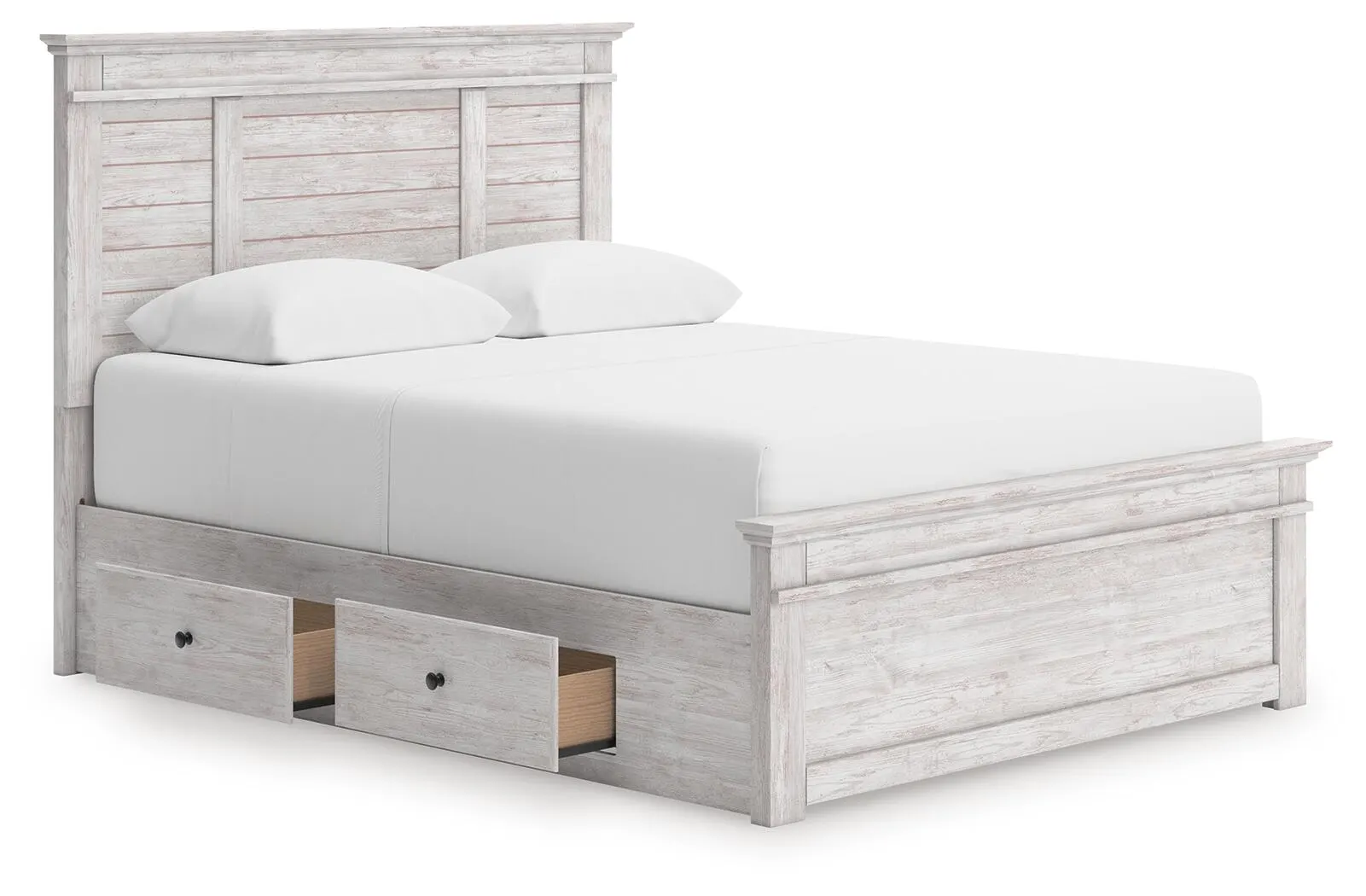 Fenderport Queen Panel Storage Bed — Whitewash — view 4