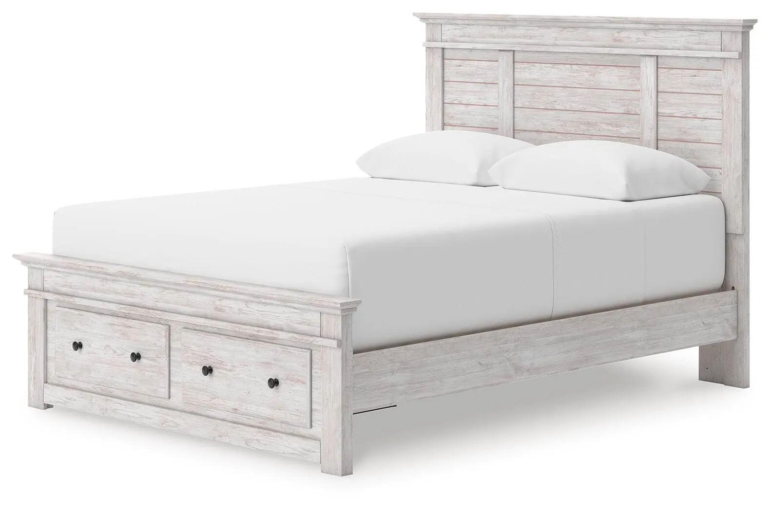 Fenderport Queen Panel Storage Bed — Whitewash — view 2