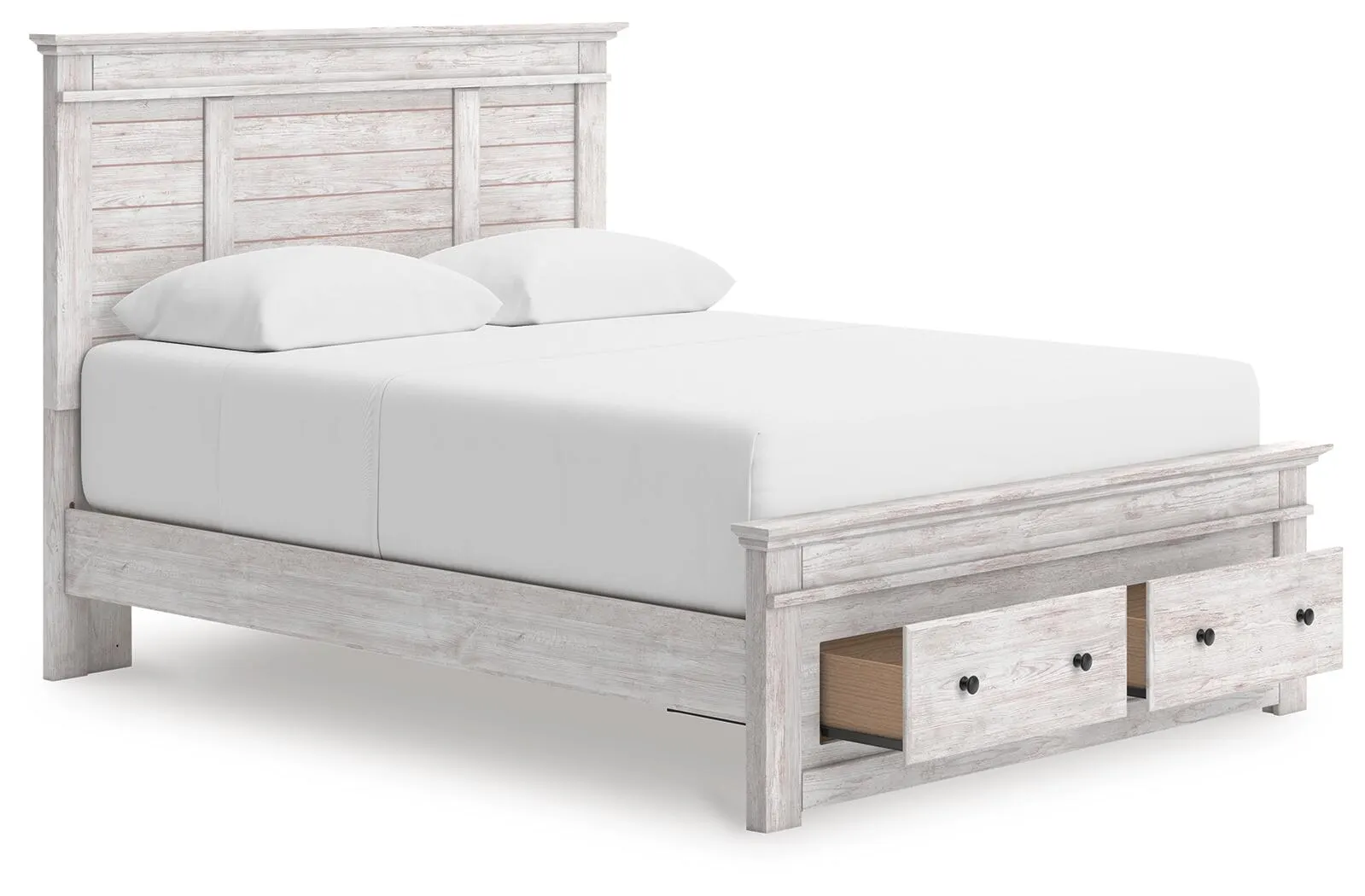 Fenderport Queen Panel Storage Bed — Whitewash — view 4