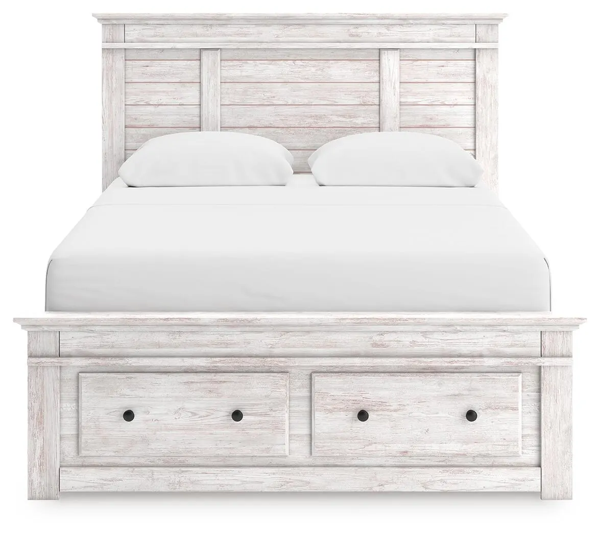Fenderport Queen Panel Storage Bed — Whitewash — view 6
