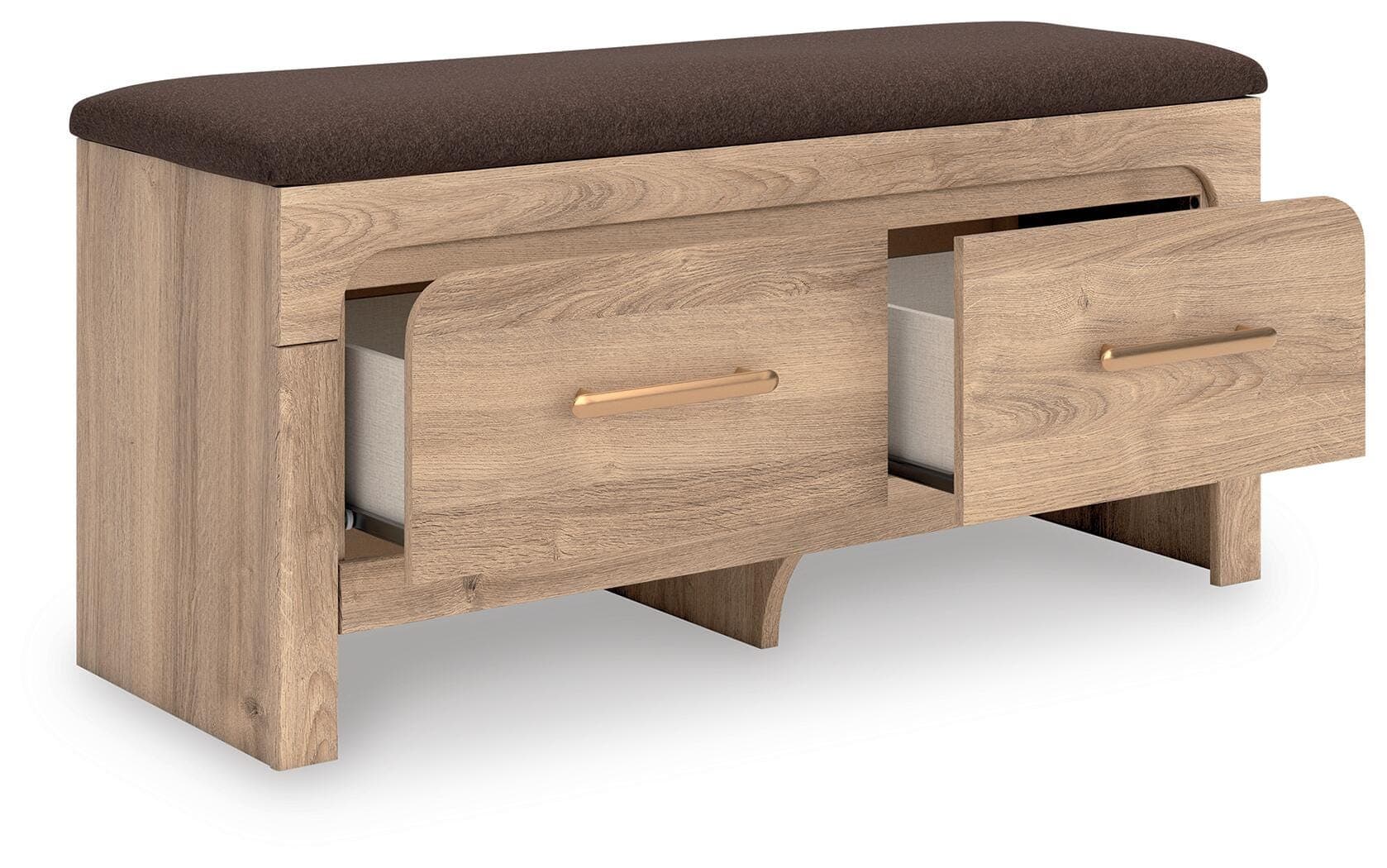 Hollymount Bedroom Storage Bench — Brown/Beige — view 4