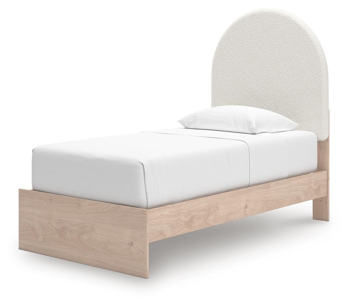Shapella Twin Upholstered Panel Bed — Brown/Beige;White — view 3
