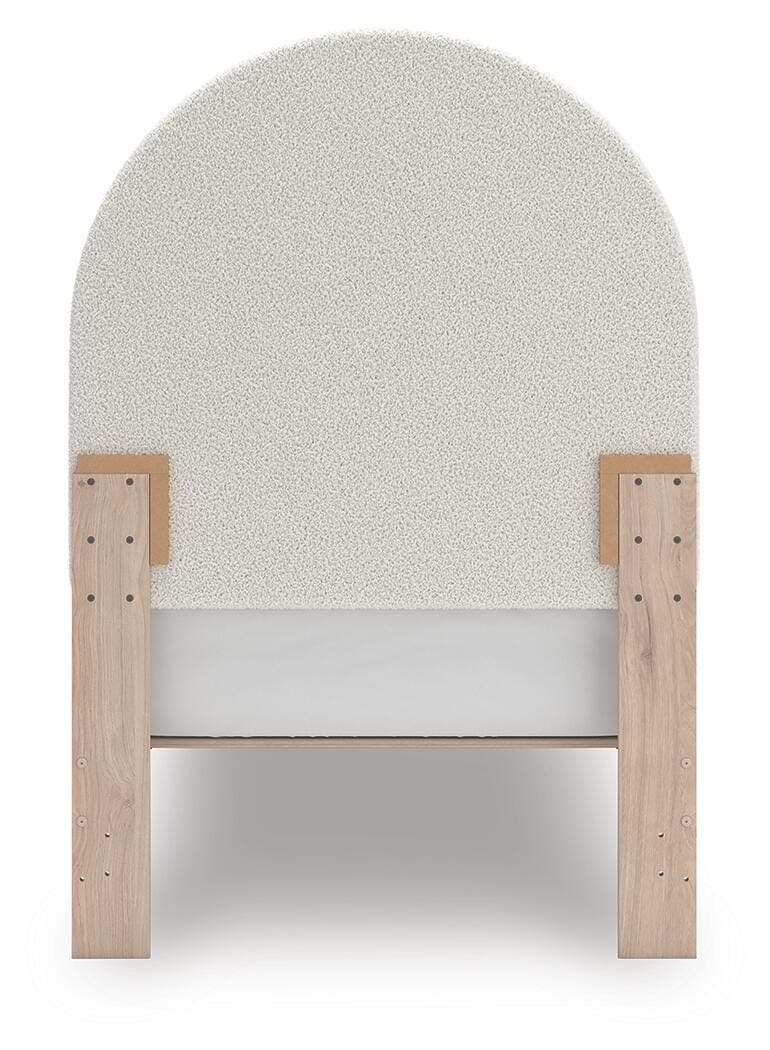 Shapella Twin Upholstered Panel Bed — Brown/Beige;White — view 6