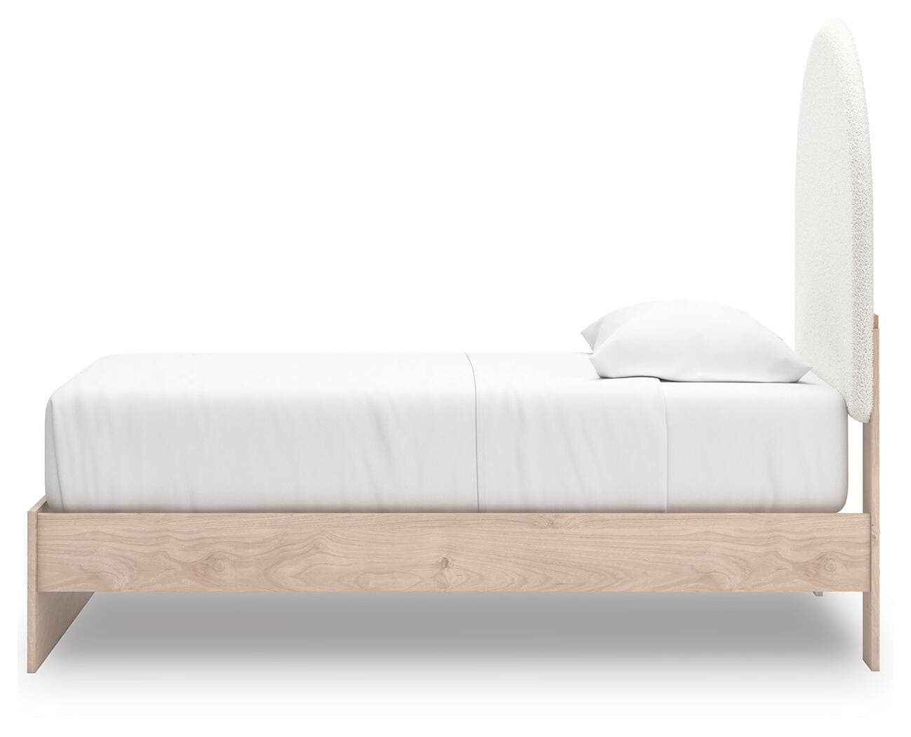 Shapella Twin Upholstered Panel Bed — Brown/Beige;White — view 7