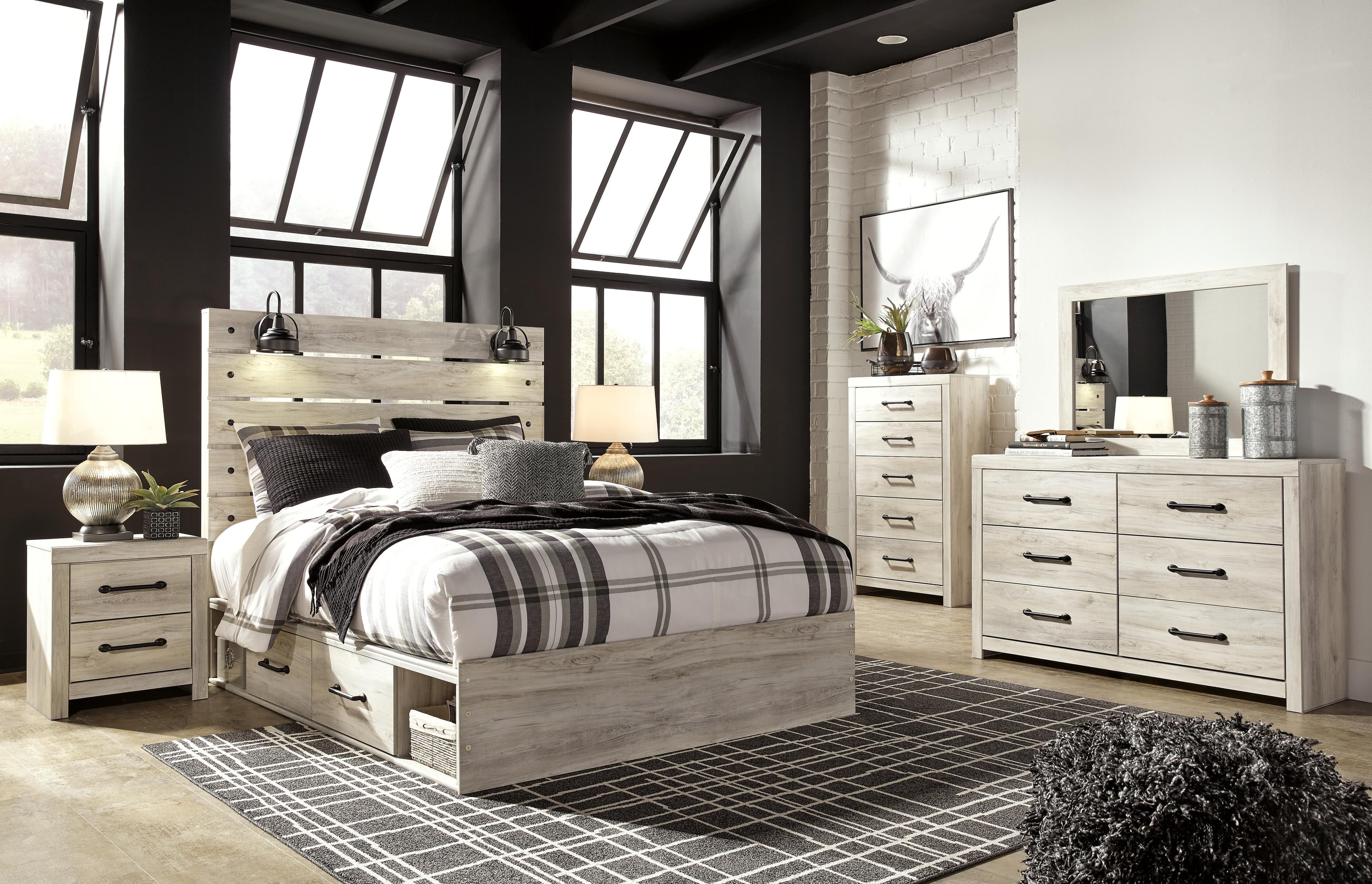Cambeck Queen Panel Bed with 2 Storage Drawers — White — view 6