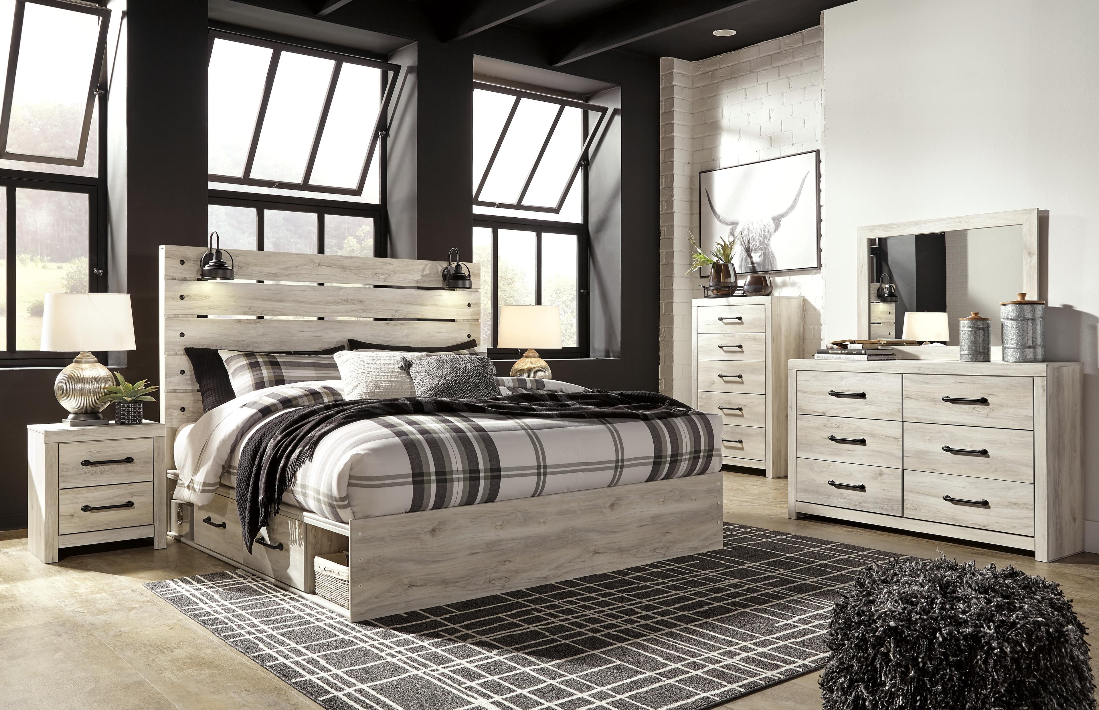 Cambeck King Panel Bed with 4 Storage Drawers — White — view 6