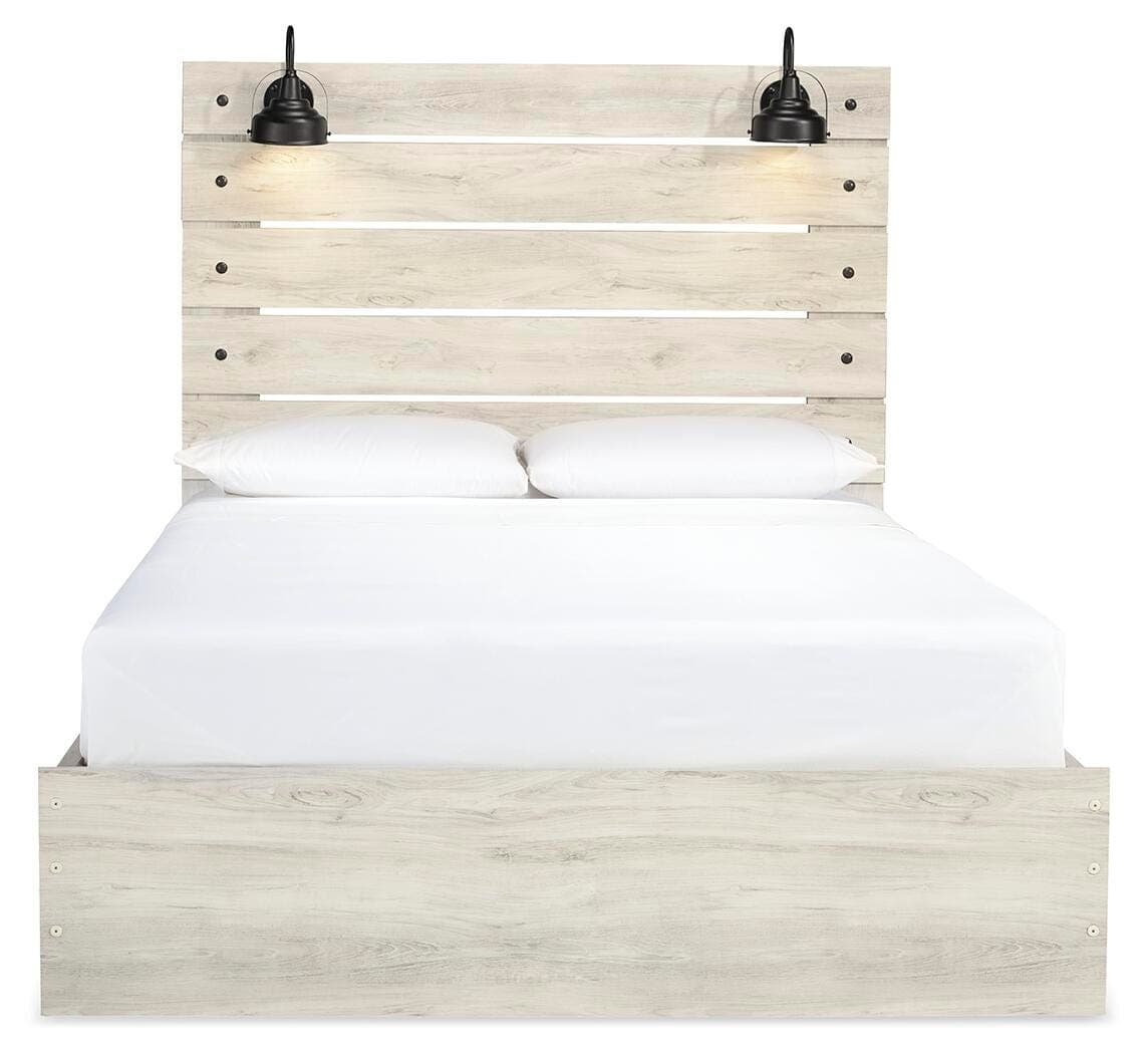 Cambeck Queen Panel Bed with 2 Storage Drawers — White — view 3