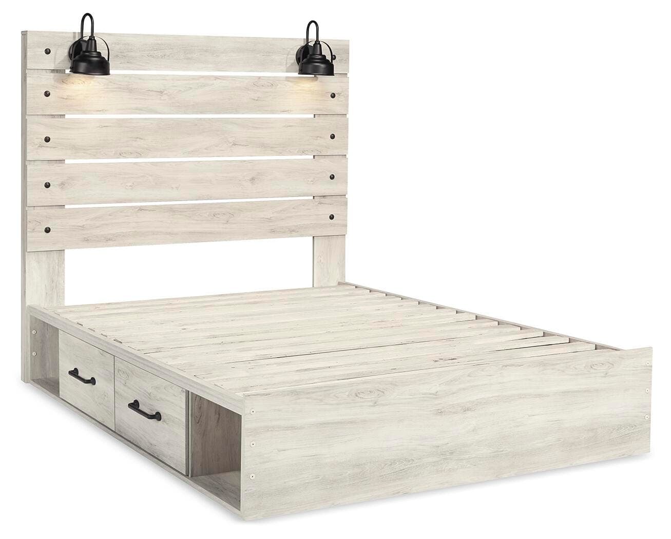 Cambeck Queen Panel Bed with 2 Storage Drawers — White — view 5