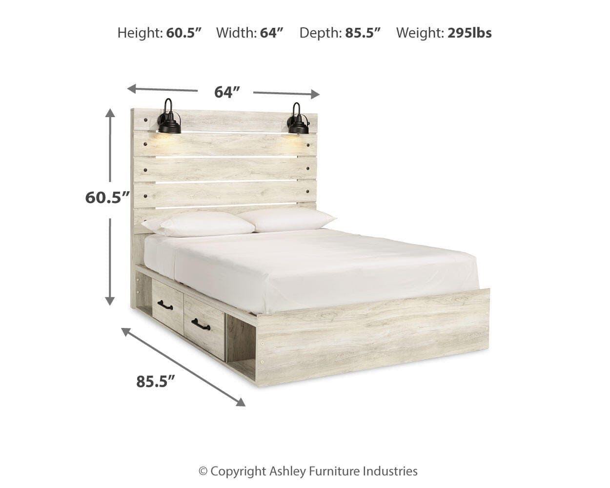 Cambeck Queen Panel Bed with 4 Storage Drawers — White — view 4