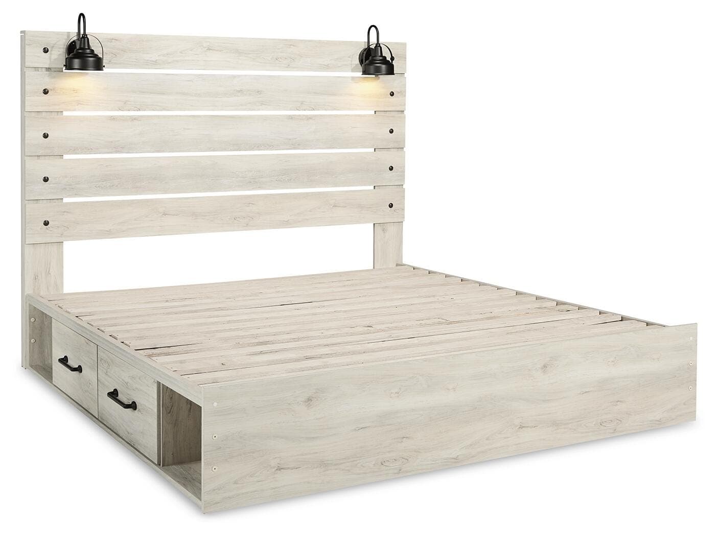 Cambeck King Panel Bed with 2 Storage Drawers — White — view 5
