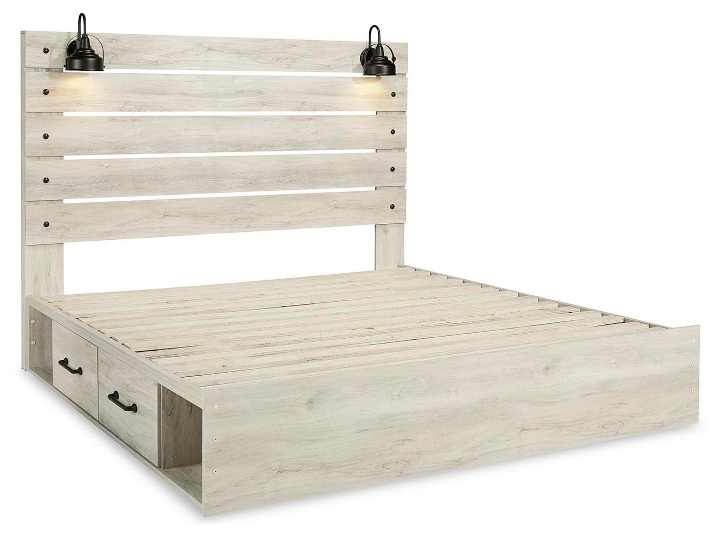 Cambeck King Panel Bed with 4 Storage Drawers — White — view 5