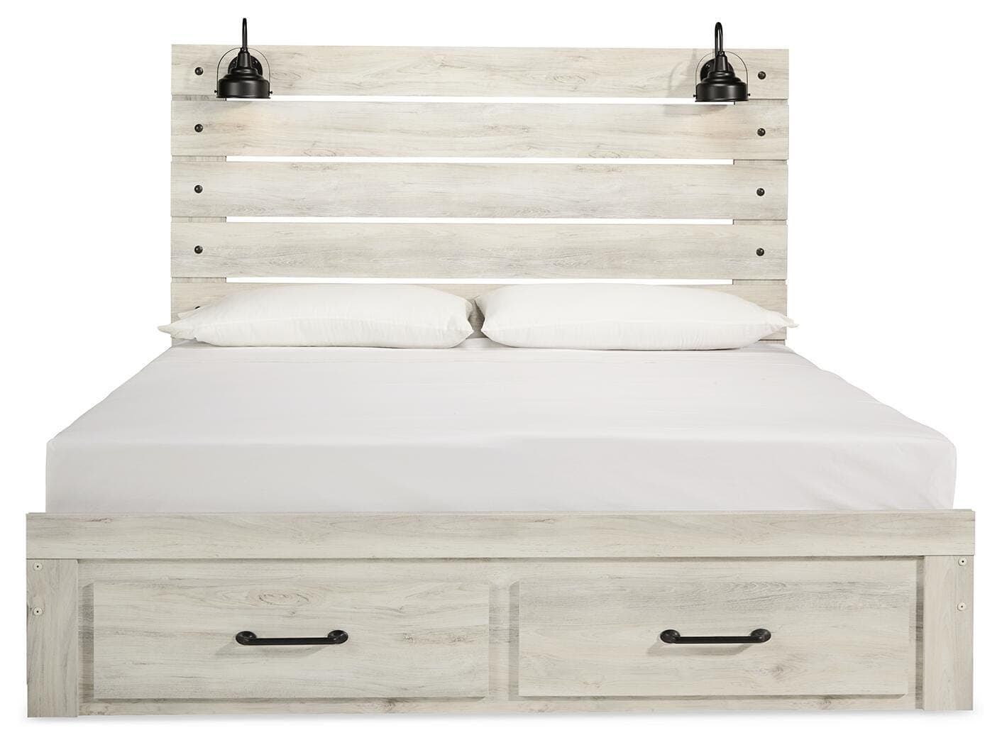 Cambeck King Panel Bed with 2 Storage Drawers — White — view 3