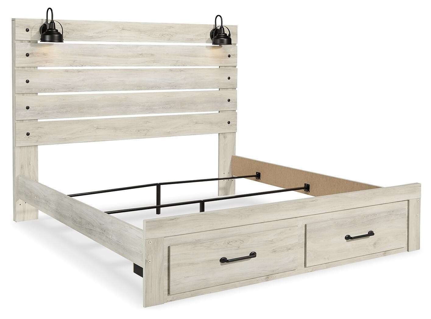 Cambeck King Panel Bed with 2 Storage Drawers — White — view 6