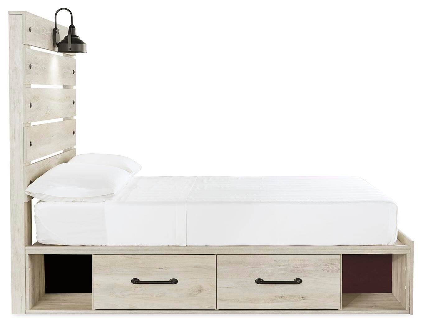 Cambeck Full Panel Bed with 2 Storage Drawers — White — view 5