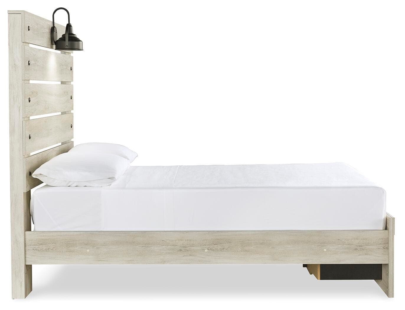 Cambeck Full Panel Bed with 2 Storage Drawers — White — view 5