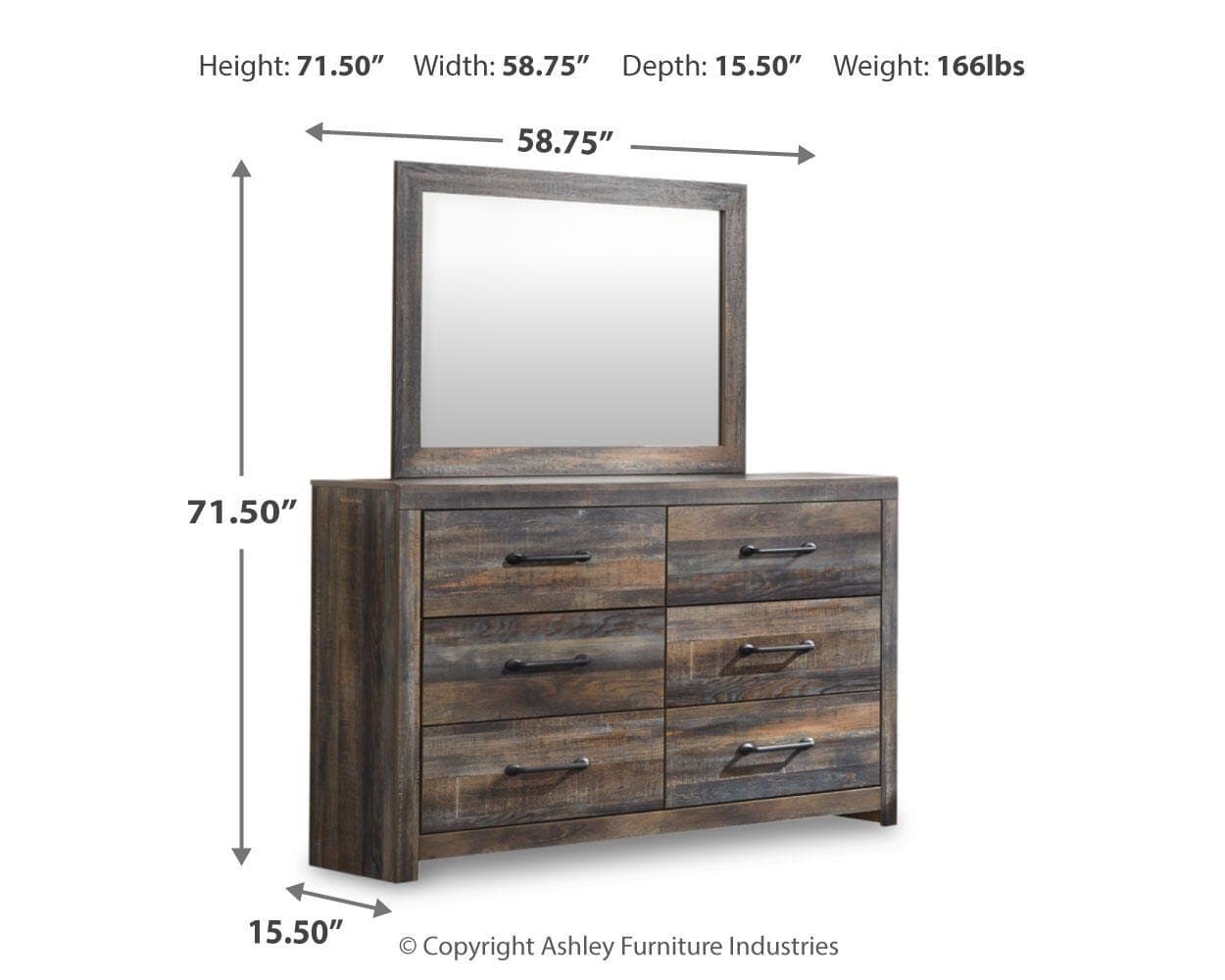 Drystan Dresser and Mirror — Brown/Beige — view 4