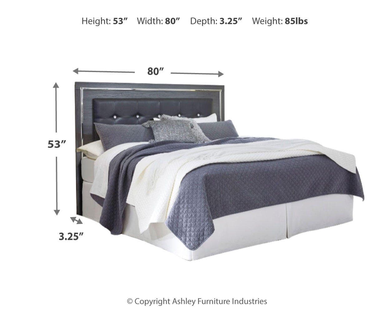 Lodanna King/California King Upholstered Panel Headboard — Black/Gray — view 4