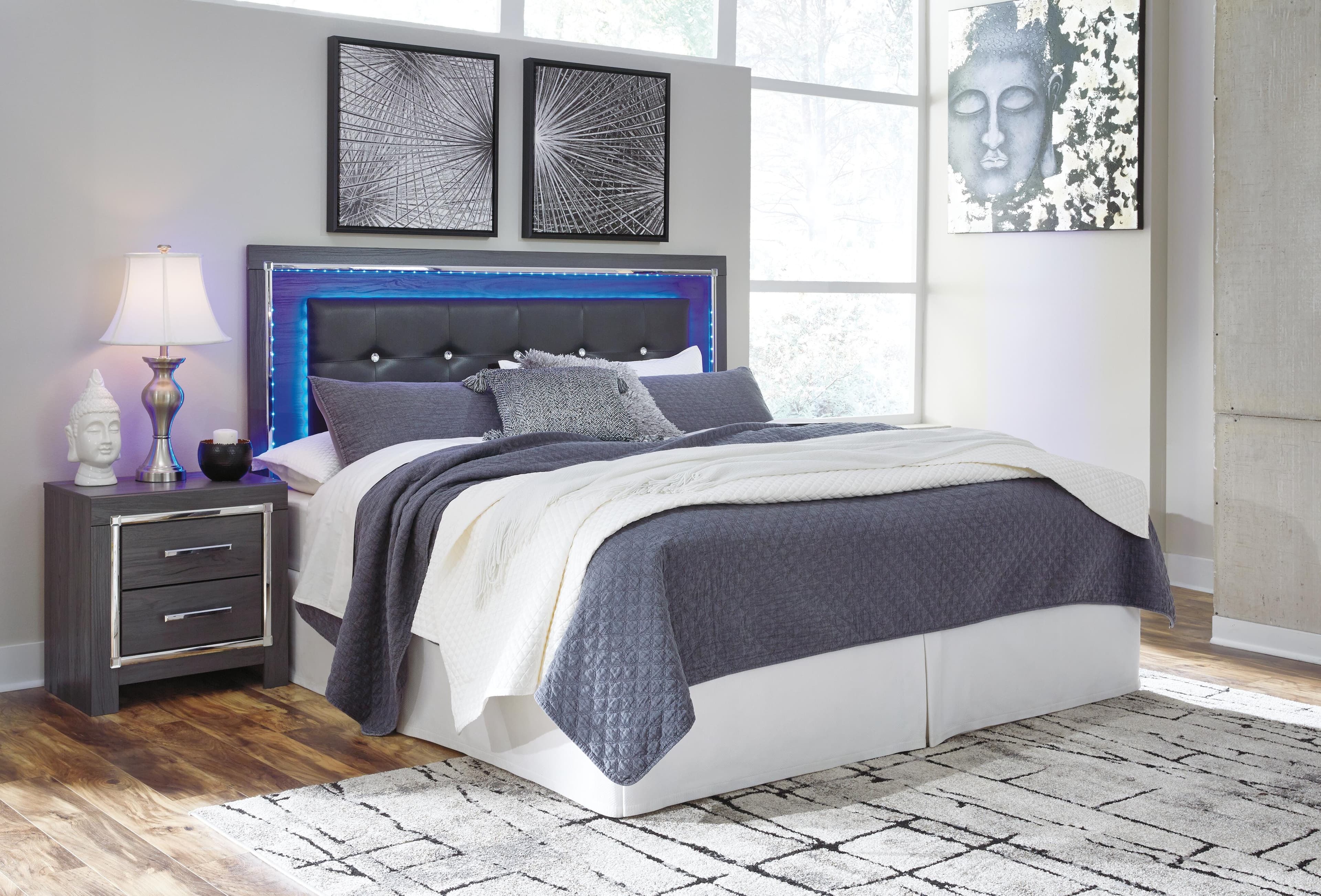 Lodanna King/California King Upholstered Panel Headboard — Black/Gray — view 2