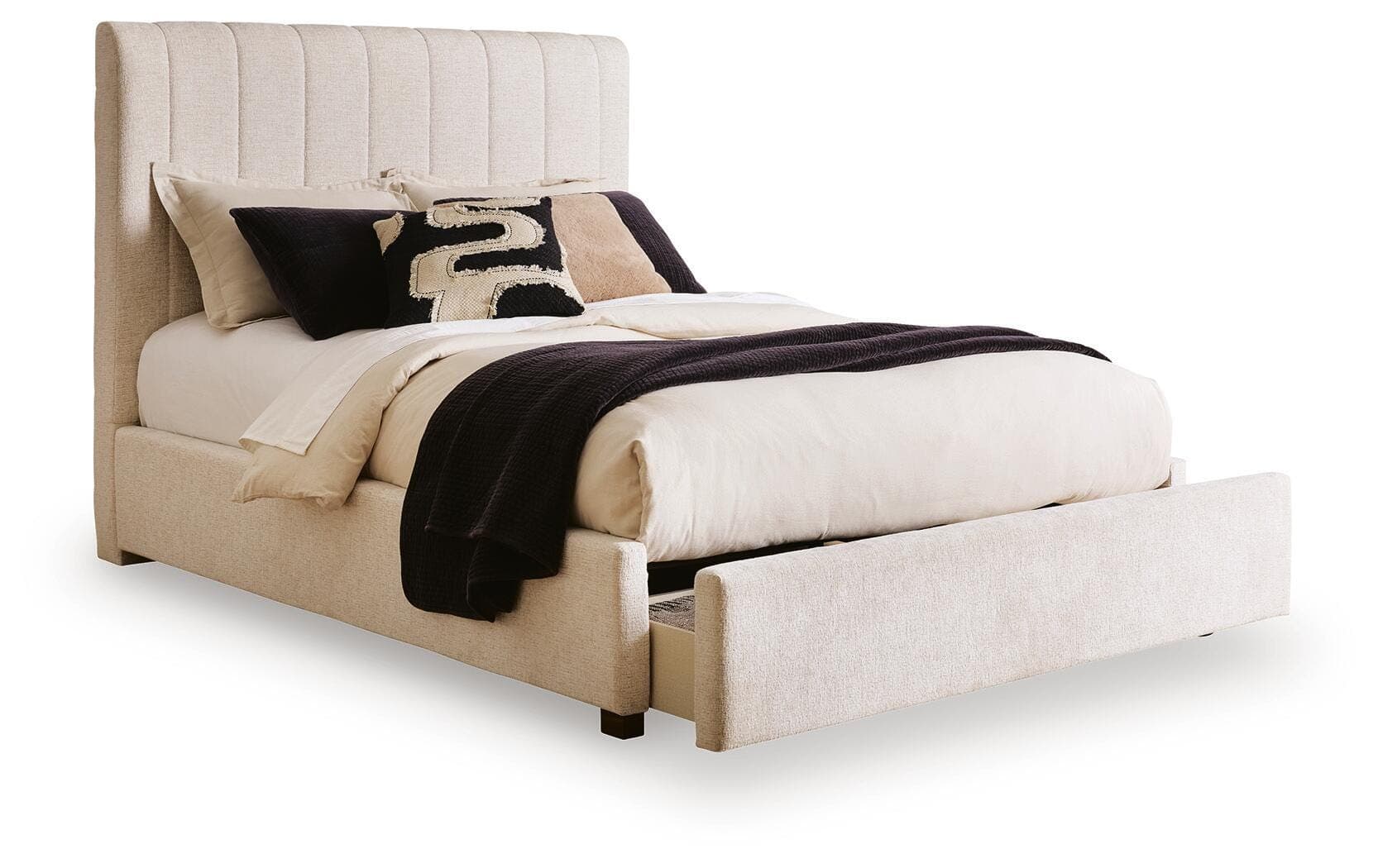 Shoralli Queen Upholstered Storage Bed — Beige — view 4