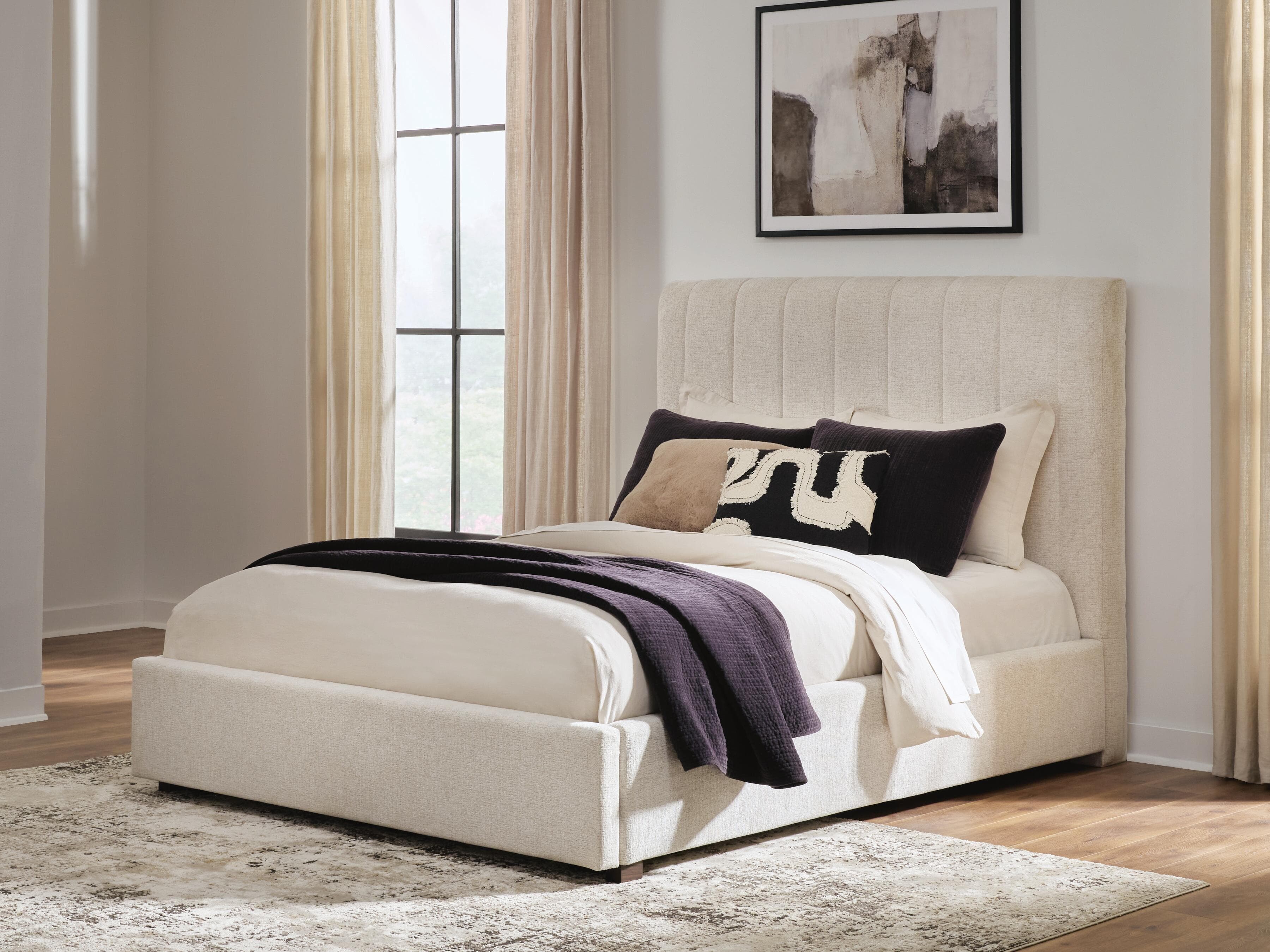 Shoralli Queen Upholstered Storage Bed — Beige — view 2