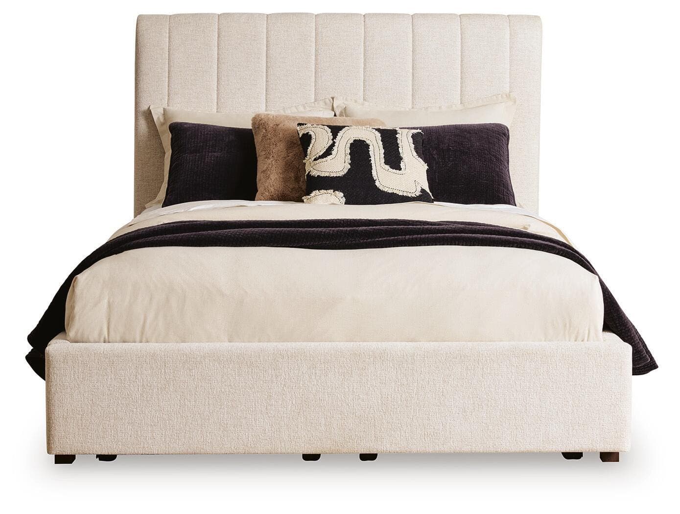 Shoralli Queen Upholstered Storage Bed — Beige — view 3