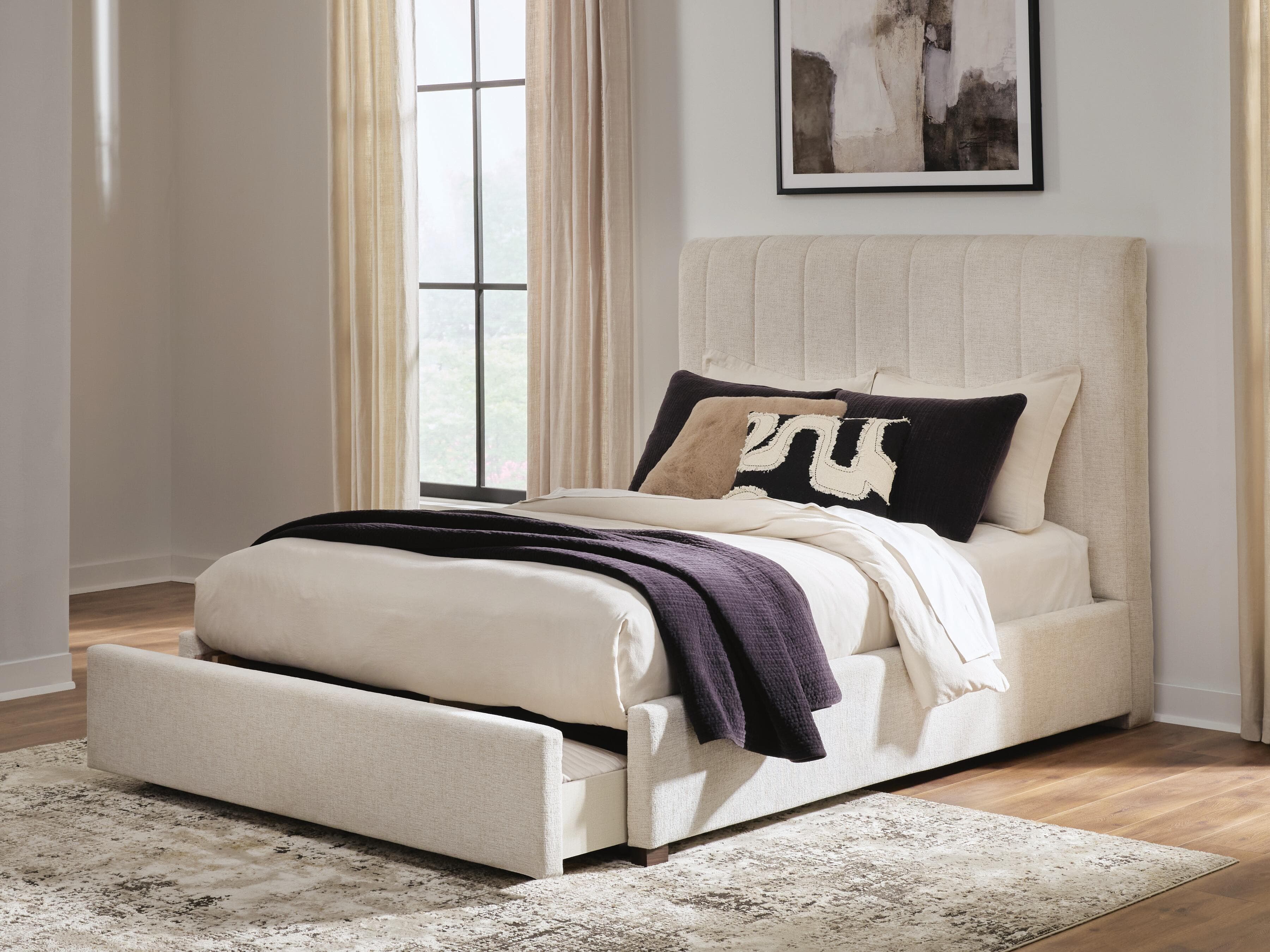 Shoralli Queen Upholstered Storage Bed — Beige — view 7