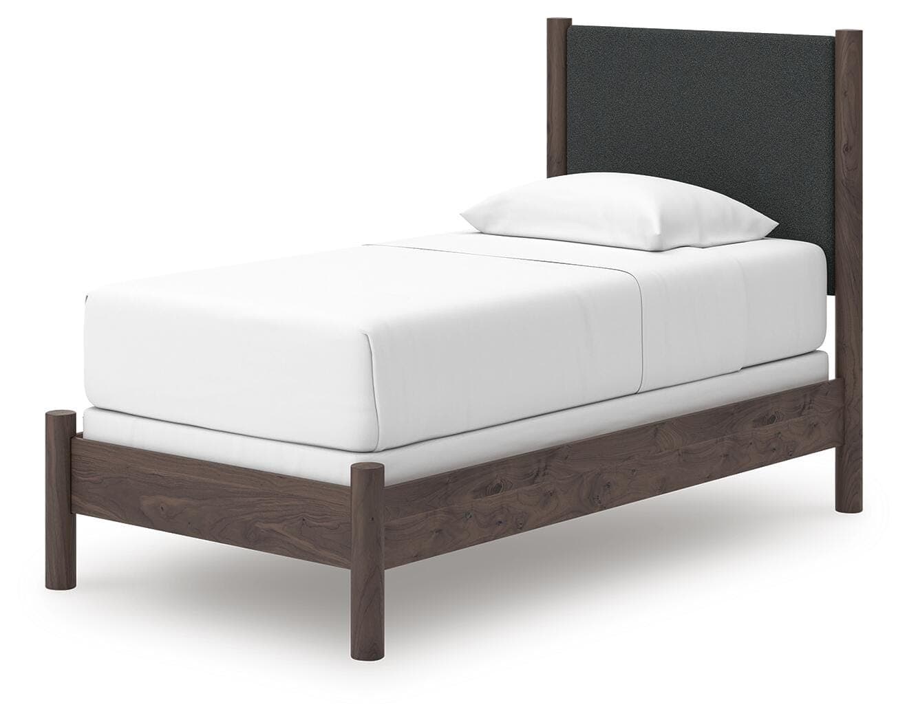 Cadmori Twin Upholstered Panel Bed — Brown — view 4