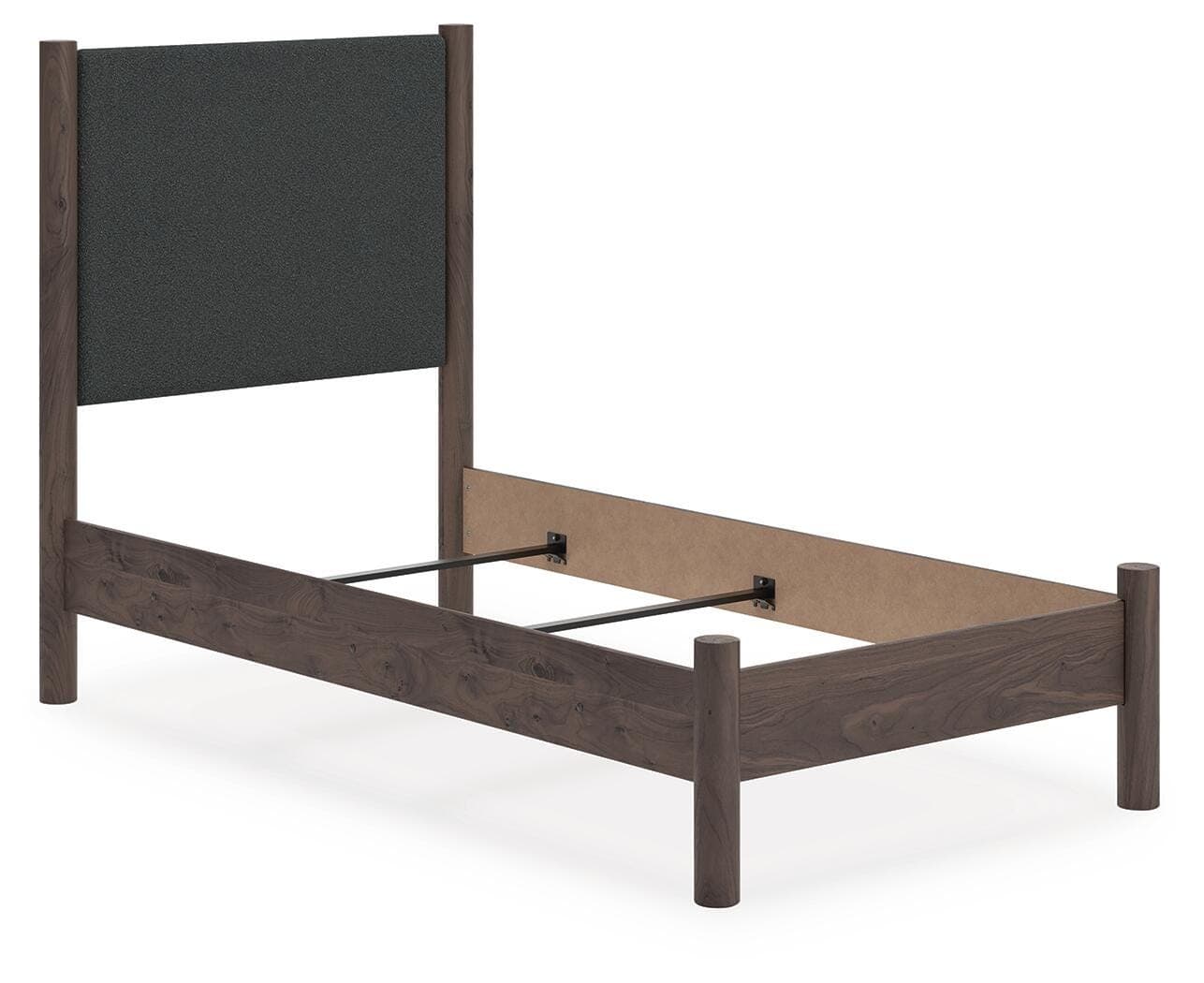 Cadmori Twin Upholstered Panel Bed — Brown — view 2