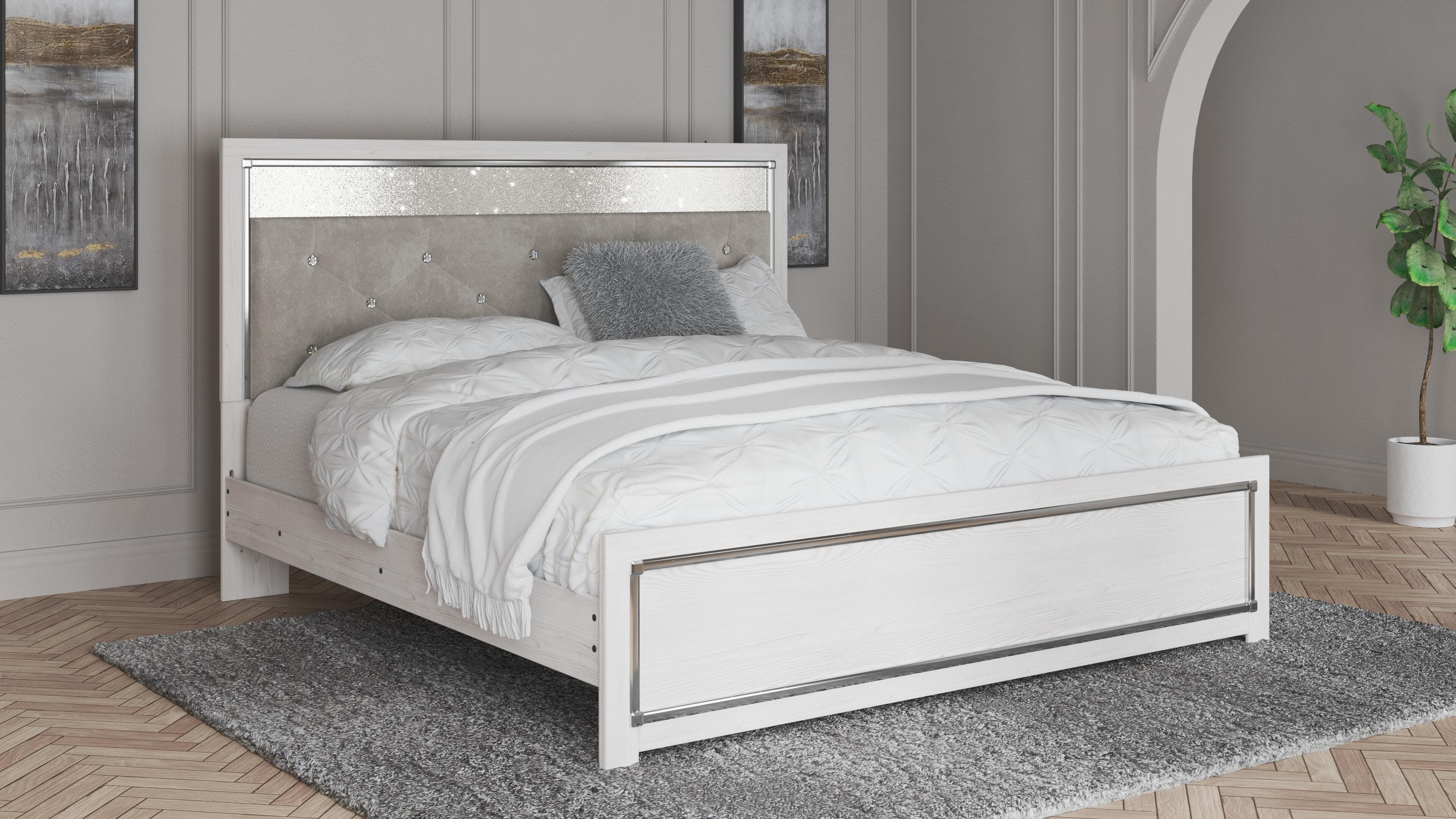 Altyra King Panel Bed — White — view 2