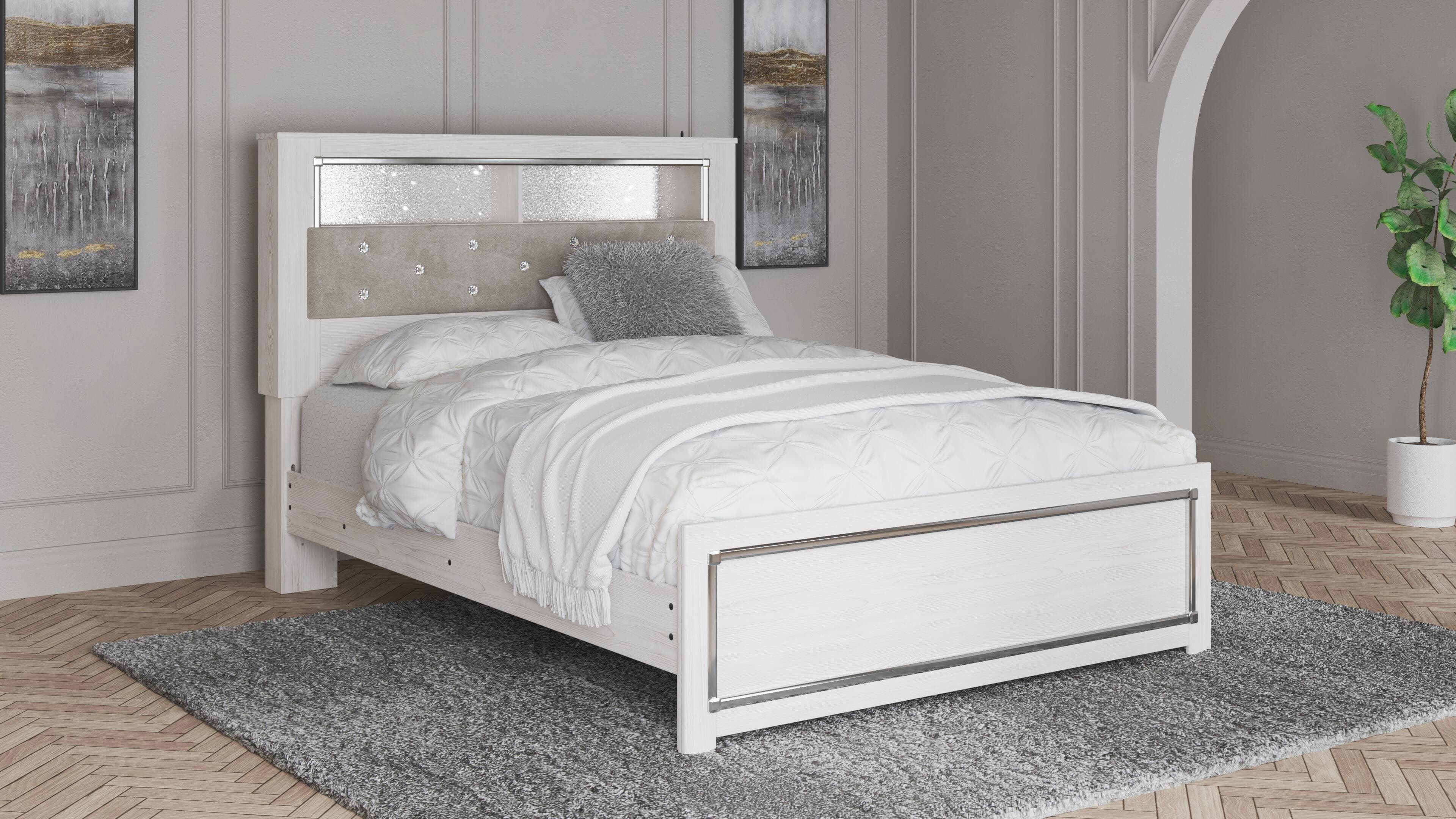 Altyra Queen Panel Bookcase Bed — White — view 2