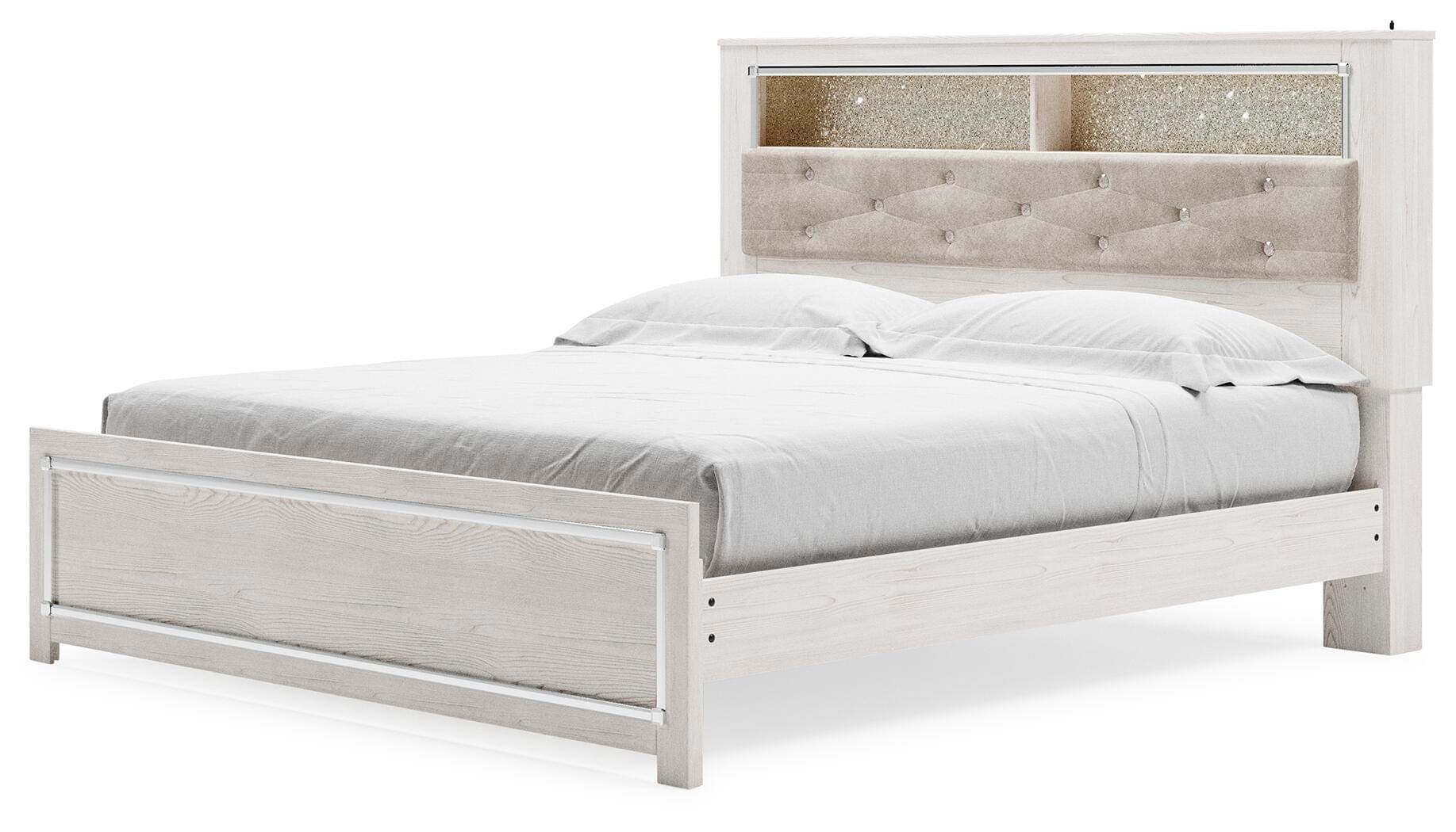 Altyra King Panel Bookcase Bed — White — view 4