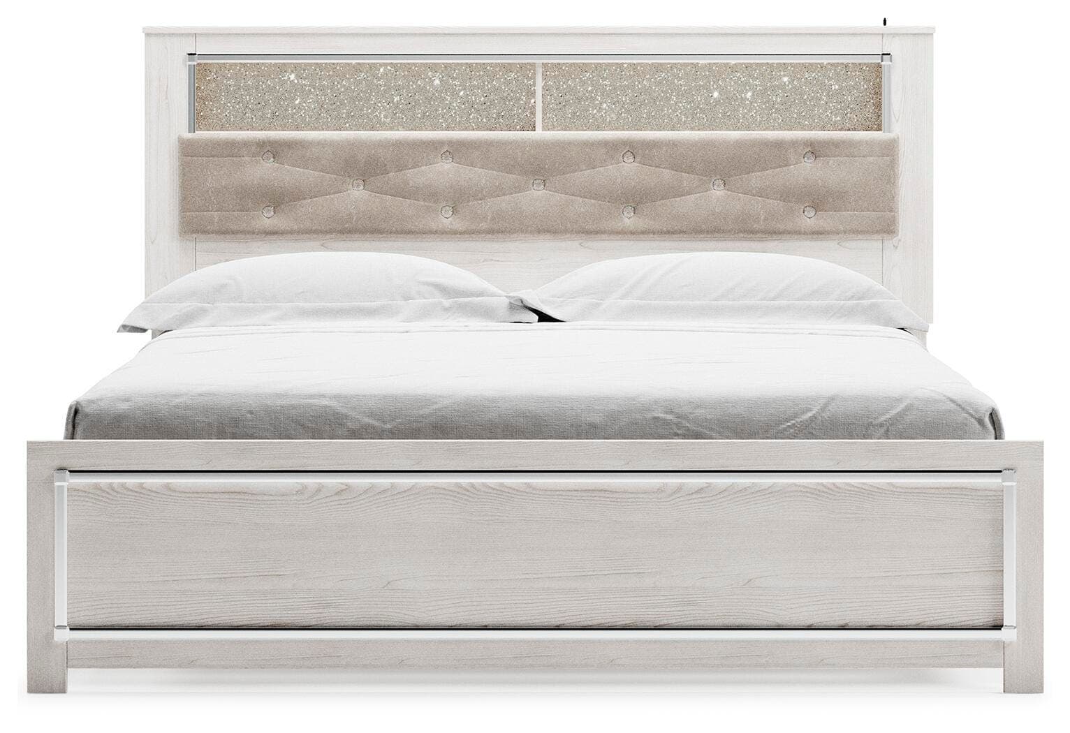 Altyra King Panel Bookcase Bed — White — view 3