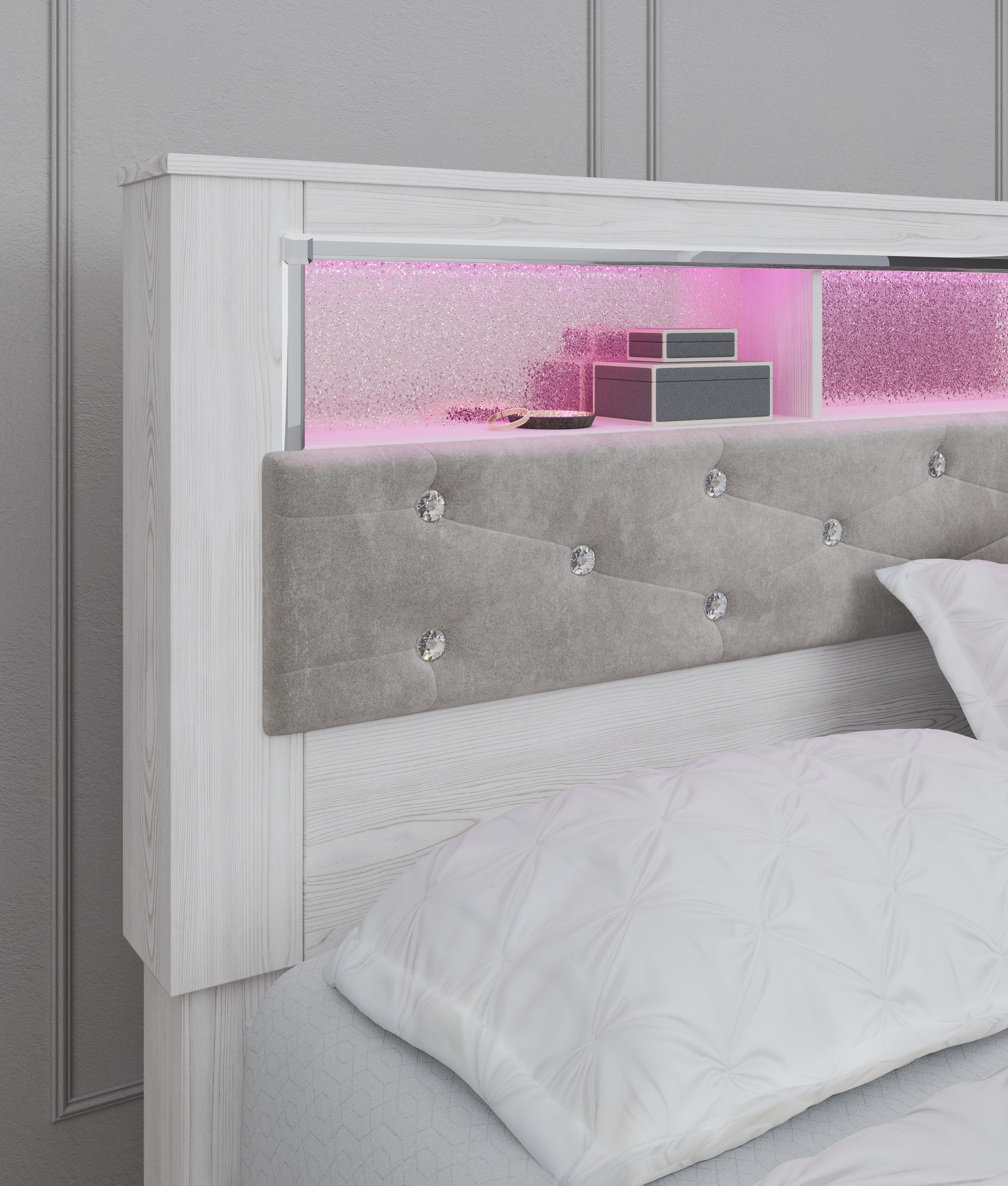 Altyra King Panel Bookcase Bed — White — view 7