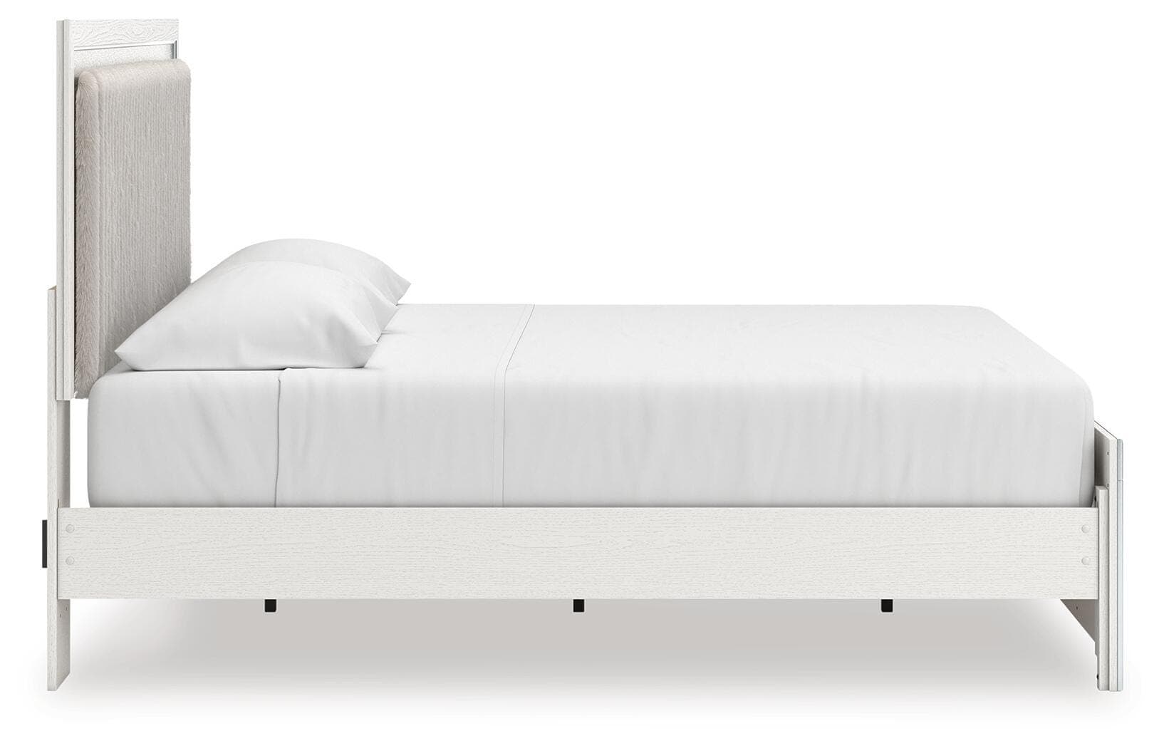 Birmonton King Upholstered Panel Platform Bed — White — view 8