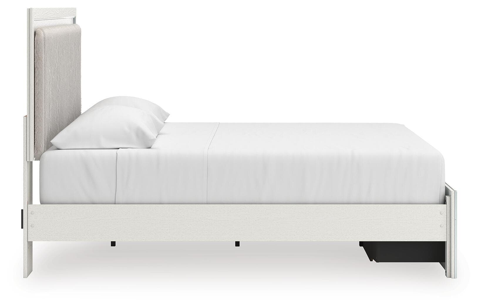 Birmonton King Upholstered Panel Platform Storage Bed — White — view 4