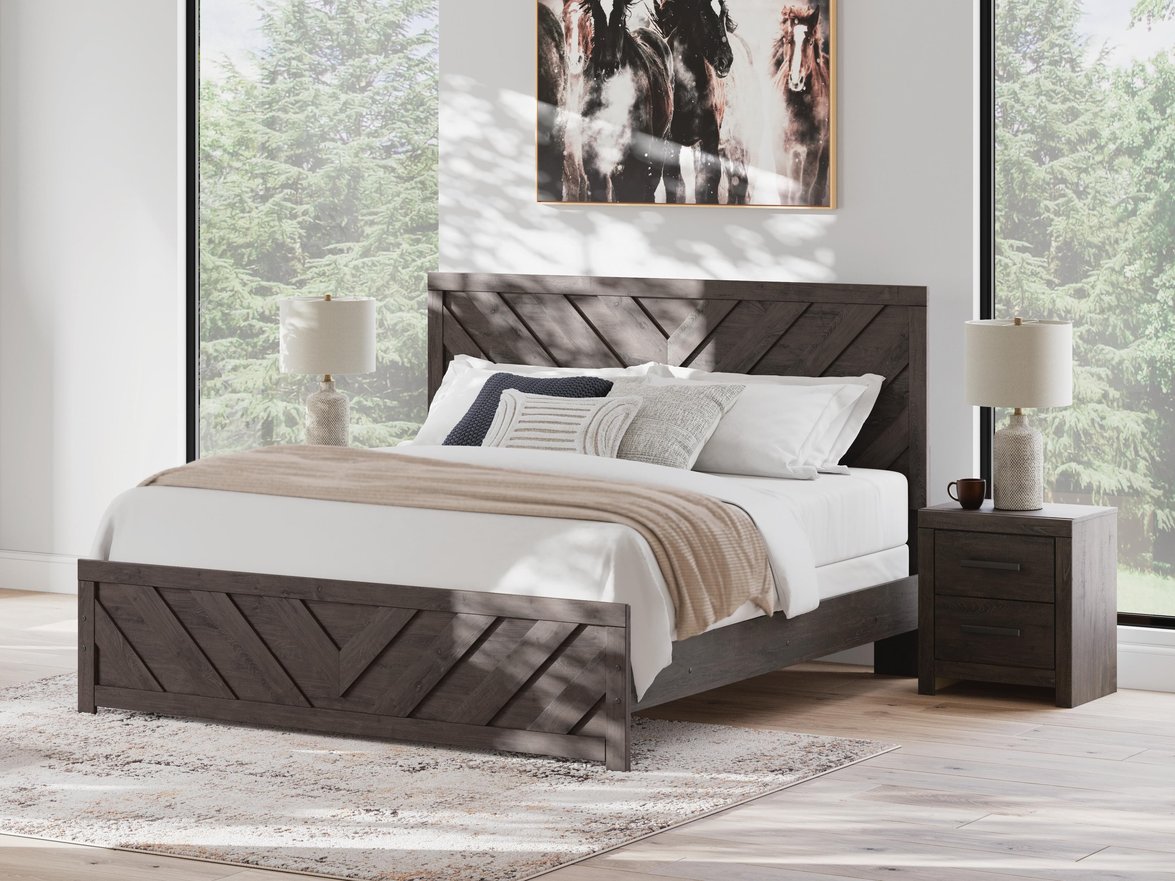 Prendonea King Panel Bed — Black/Gray — view 2