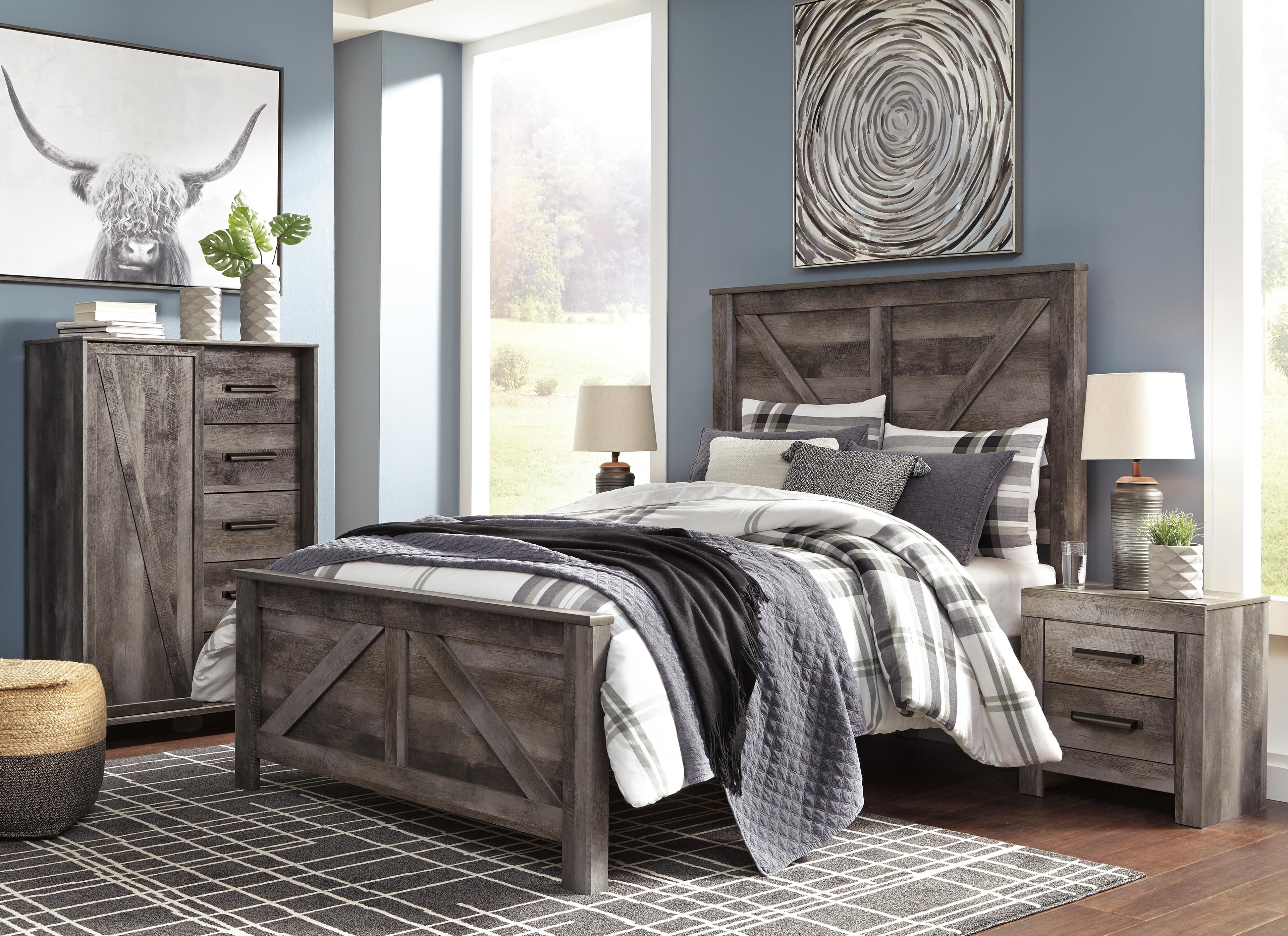 Wynnlow Queen Crossbuck Panel Bed — Black/Gray — view 7