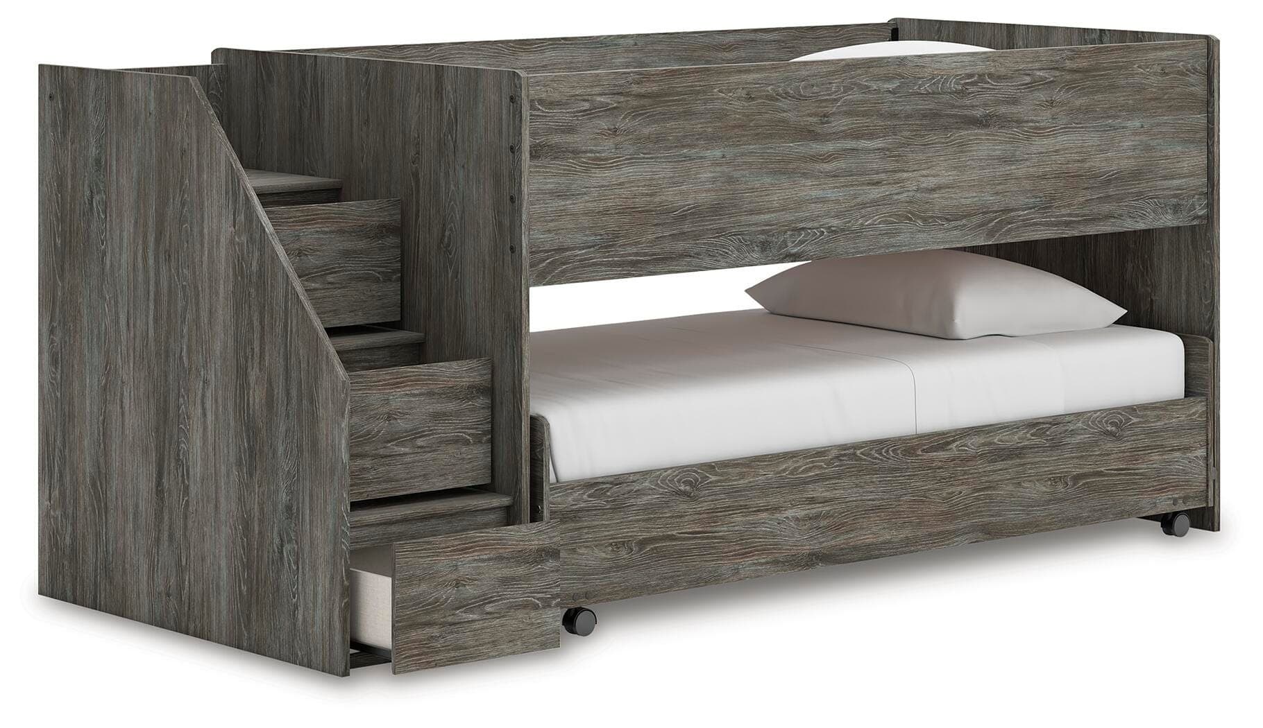 Frandern Twin over Twin Loft Bed — Gray — view 3